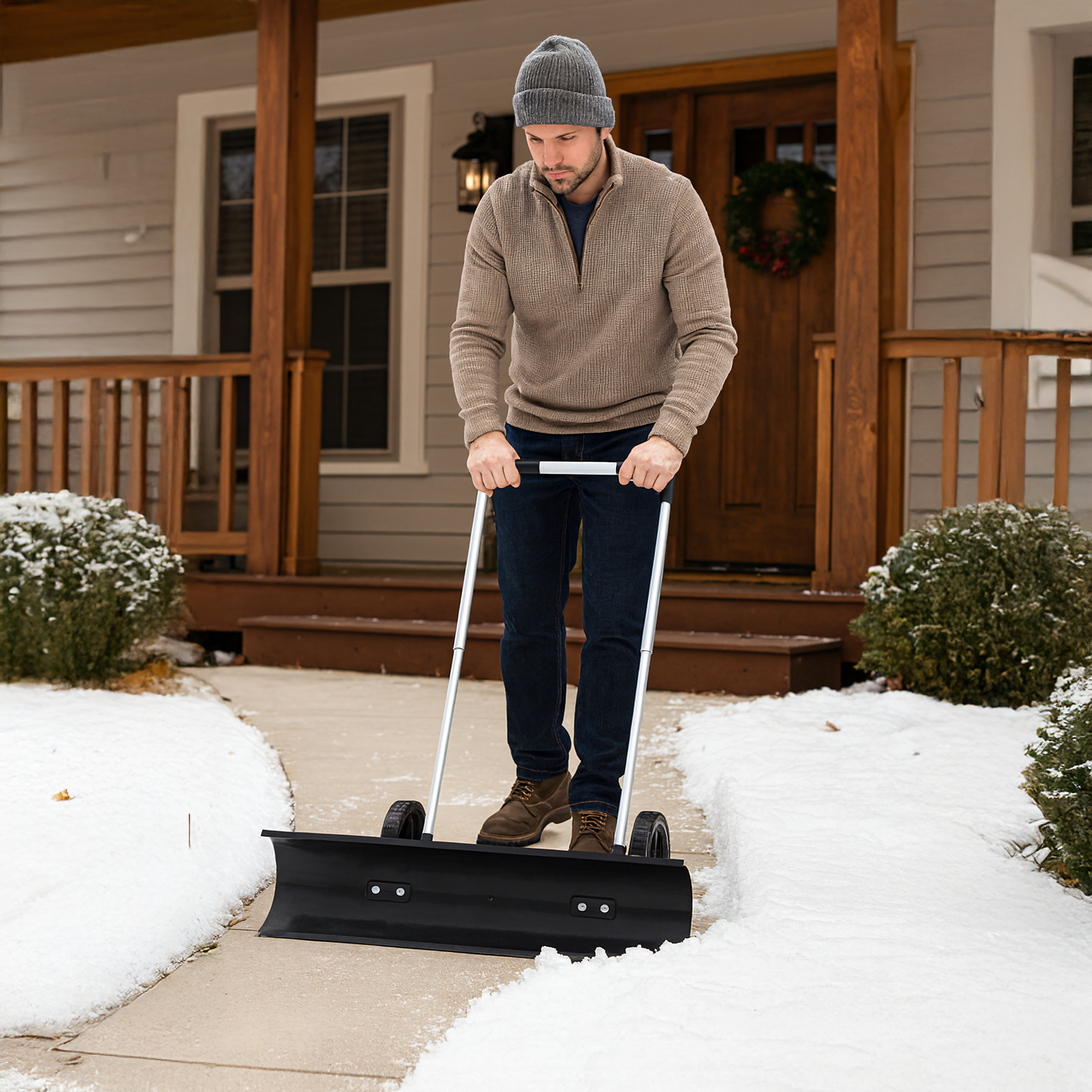 Plow Snow Shovel Snow Blower Scraper Snow Remover On Wheels 95cm