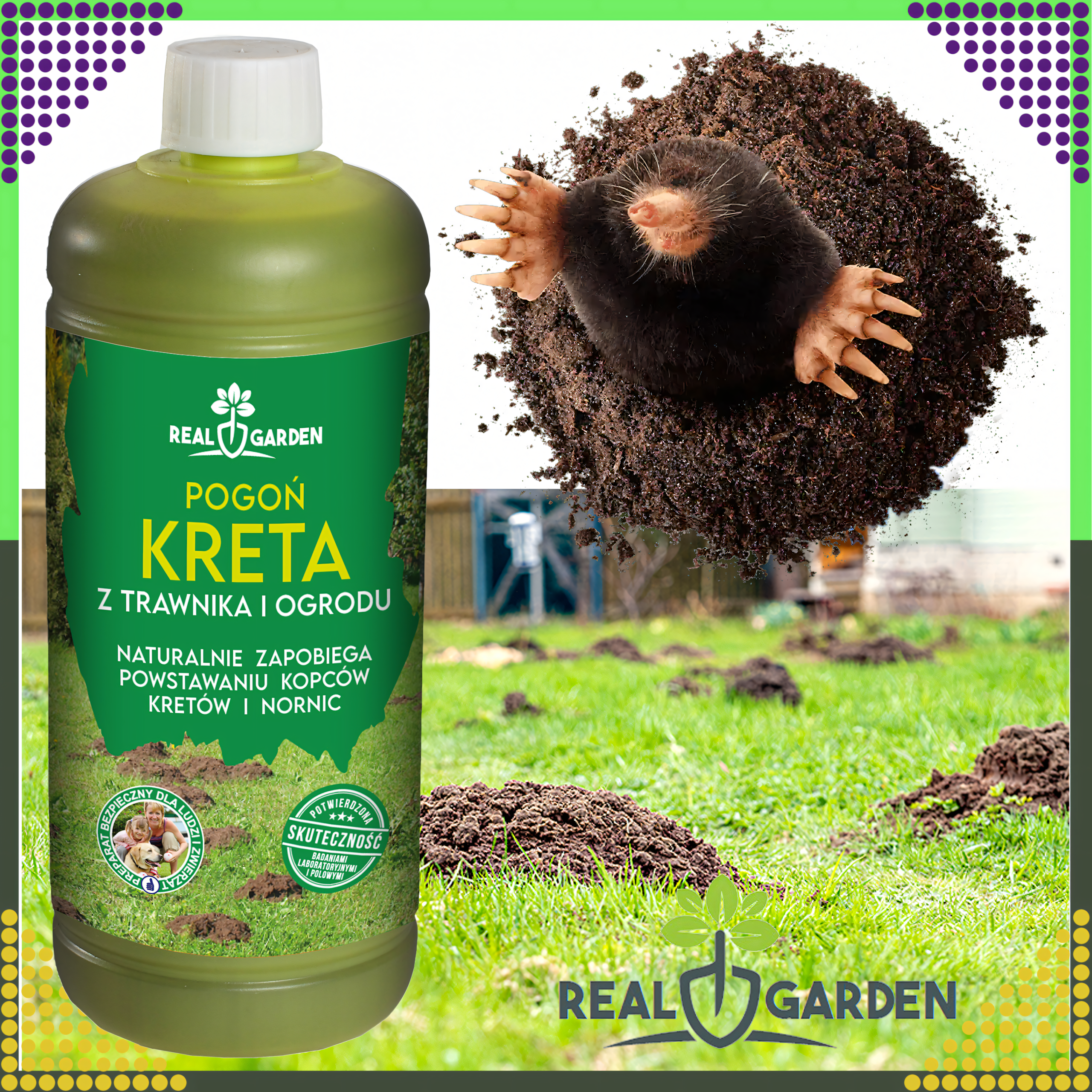 9x Mole, Vole, Rodent Repellent Barrier 1L Ecological