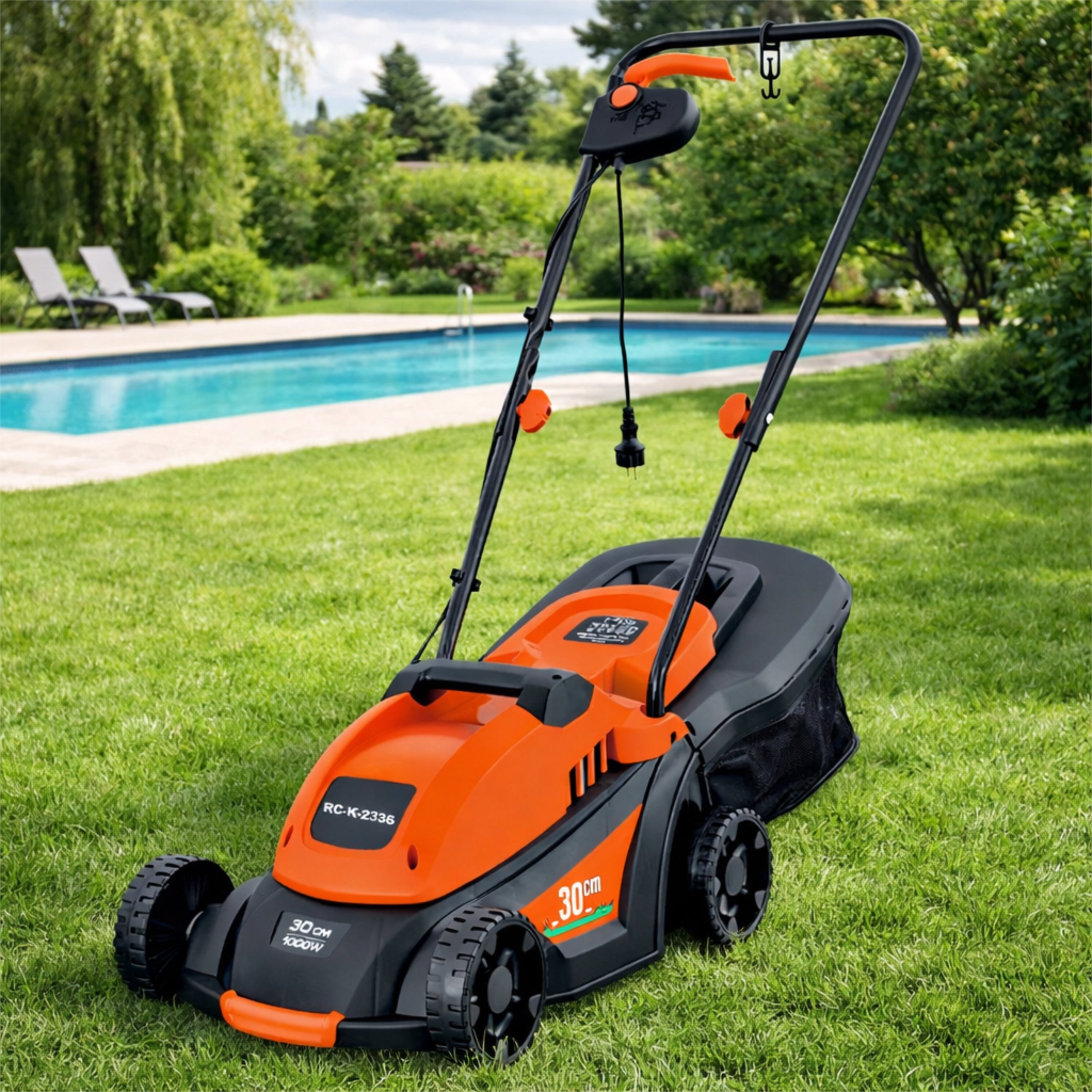 Lightweight Powerful Electric Lawn Mower with Large 35L Grass Box 1000W