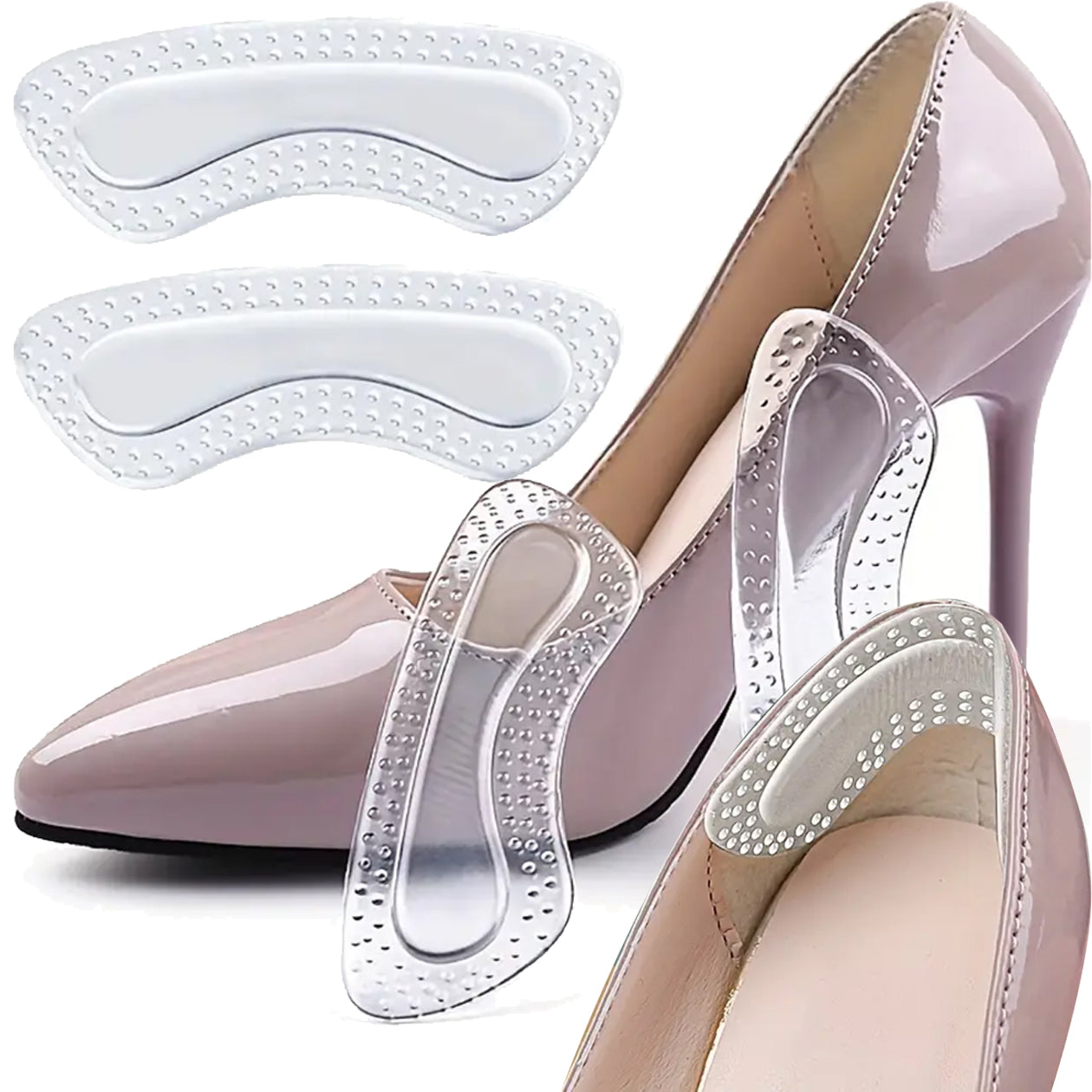 Gel Heel Pads with Massage Studs Adhesive Insoles 2 pcs (1 pair)