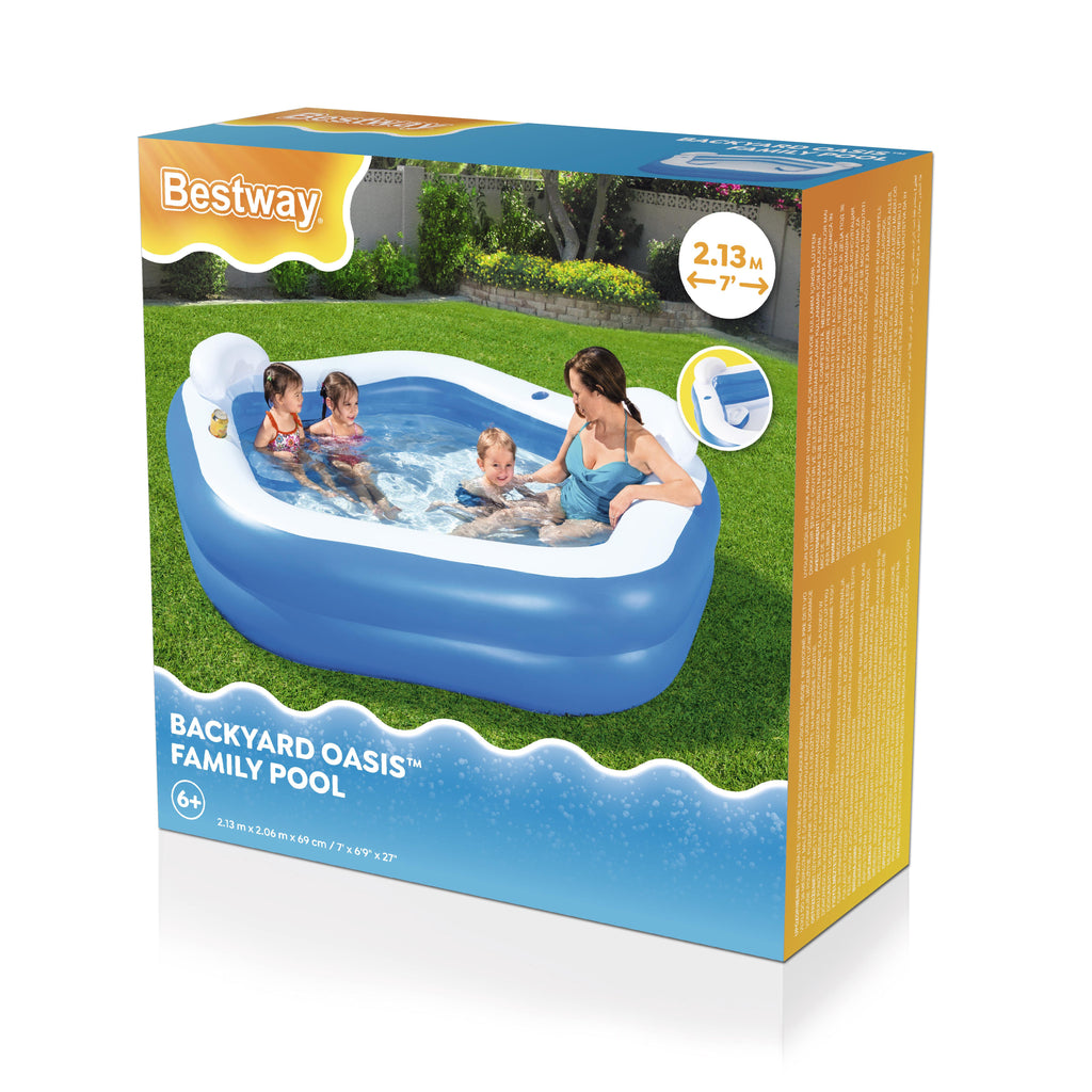 Bestway 54153 Täispuhutav viiekandiline bassein istmetega aeda 213x206x69cm