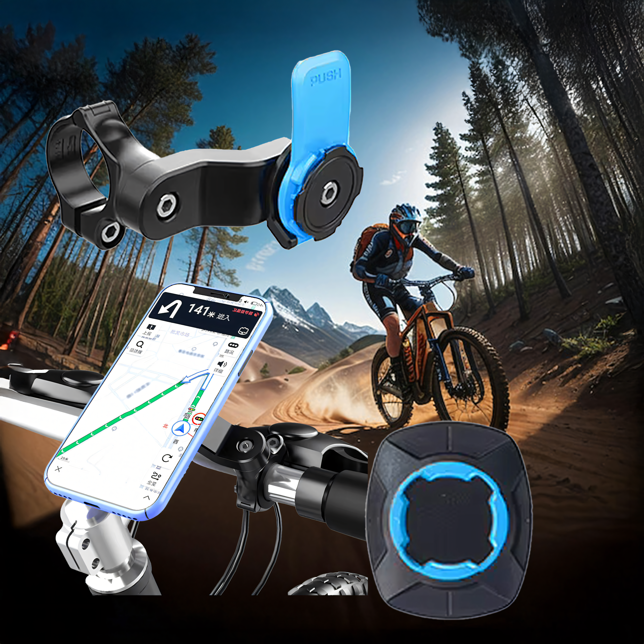 Vibratsioonisummutiga hoidik telefoni jaoks jalgratta, mootorratta ja tõukeratta navigatsioonile Mtb