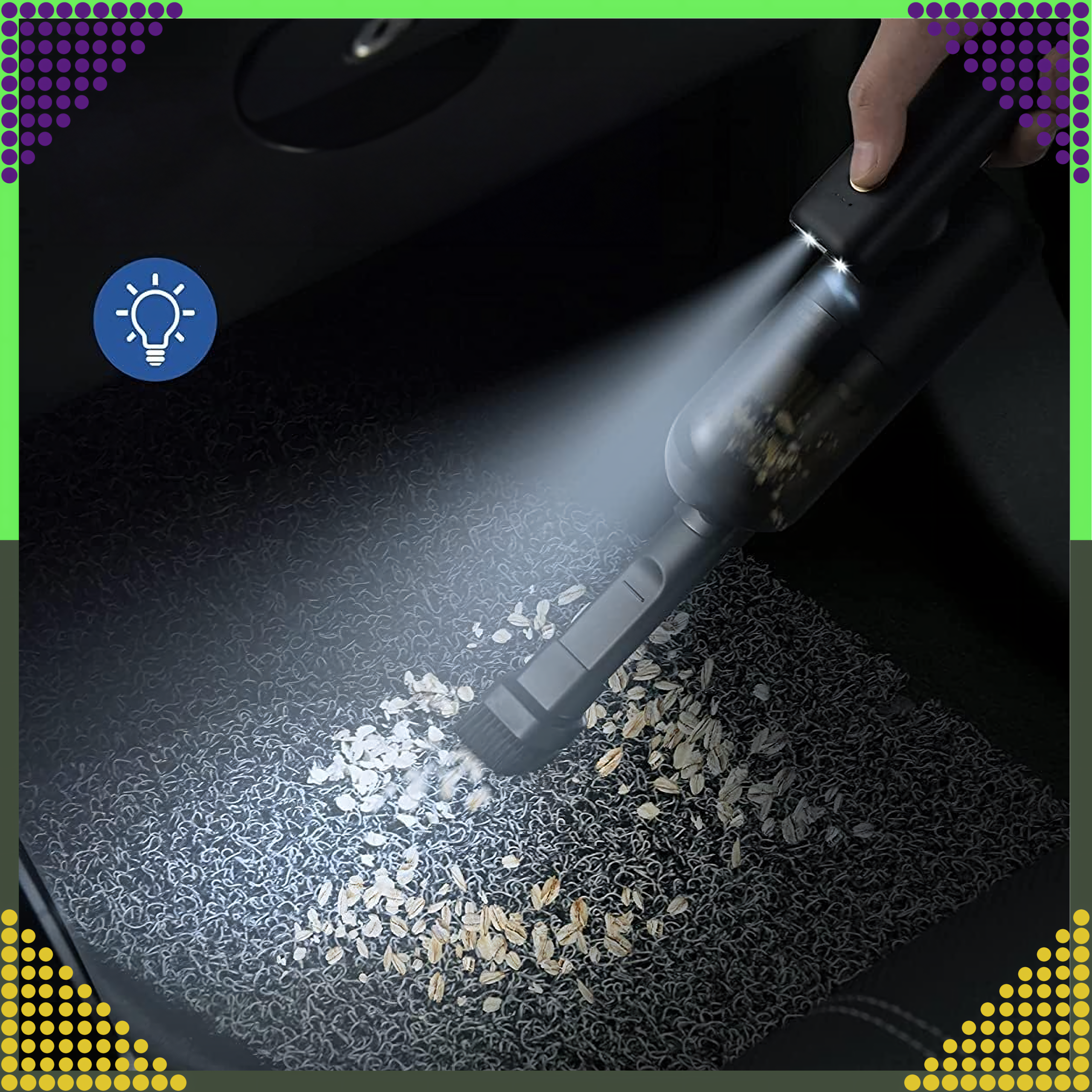 Handheld Cordless Car Vacuum Cleaner 2in1 with LED Blower