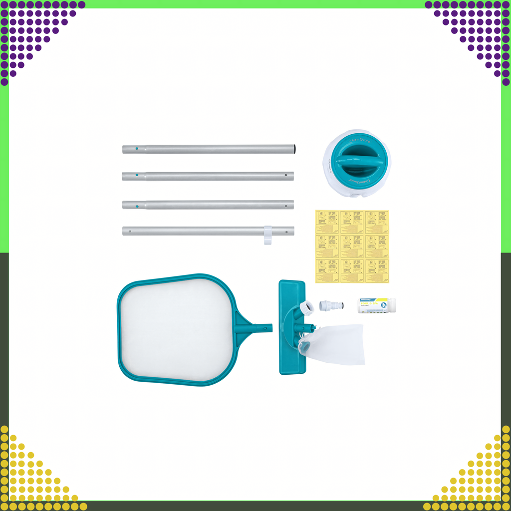 Bestway 58794 basseini hooldus- ja puhastuskomplekt võrguga, pulgaga, pH ribade ja plaastriga