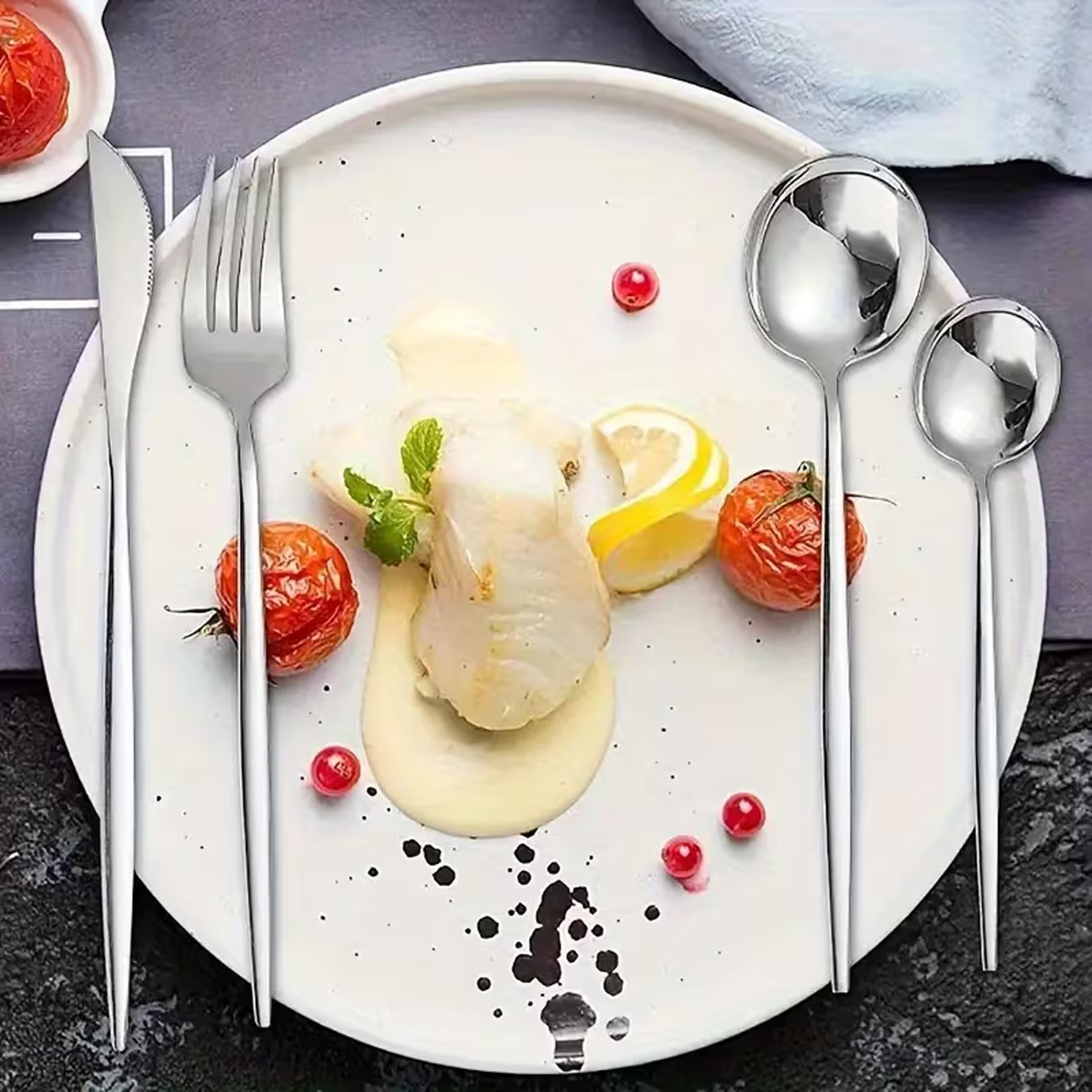 24-Piece Cutlery Set for 6 People with Glossy Finish and Box