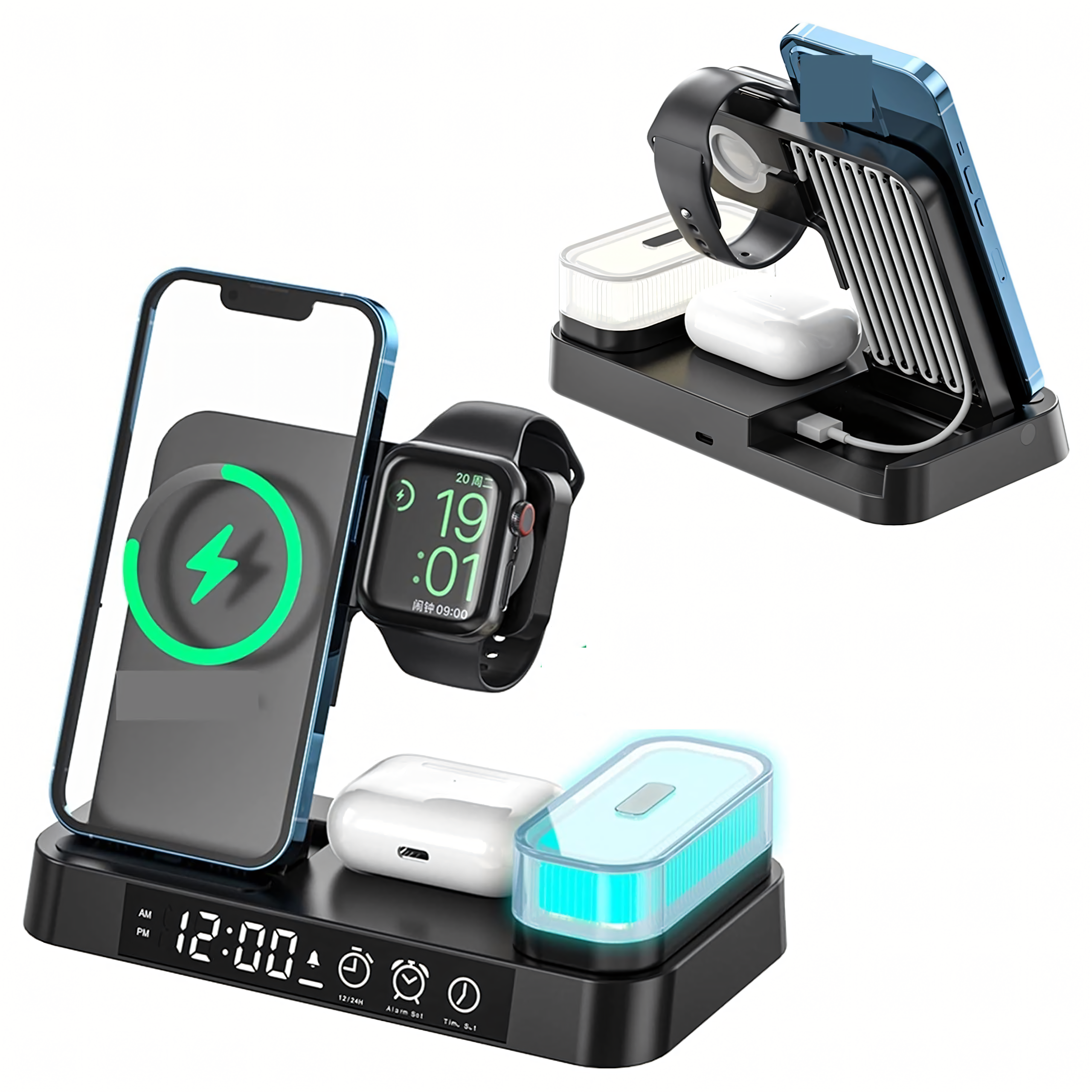 Induktsioonlaadija Juhtmevaba Induktsioonjaam 15W Öölamp 4in1 QI