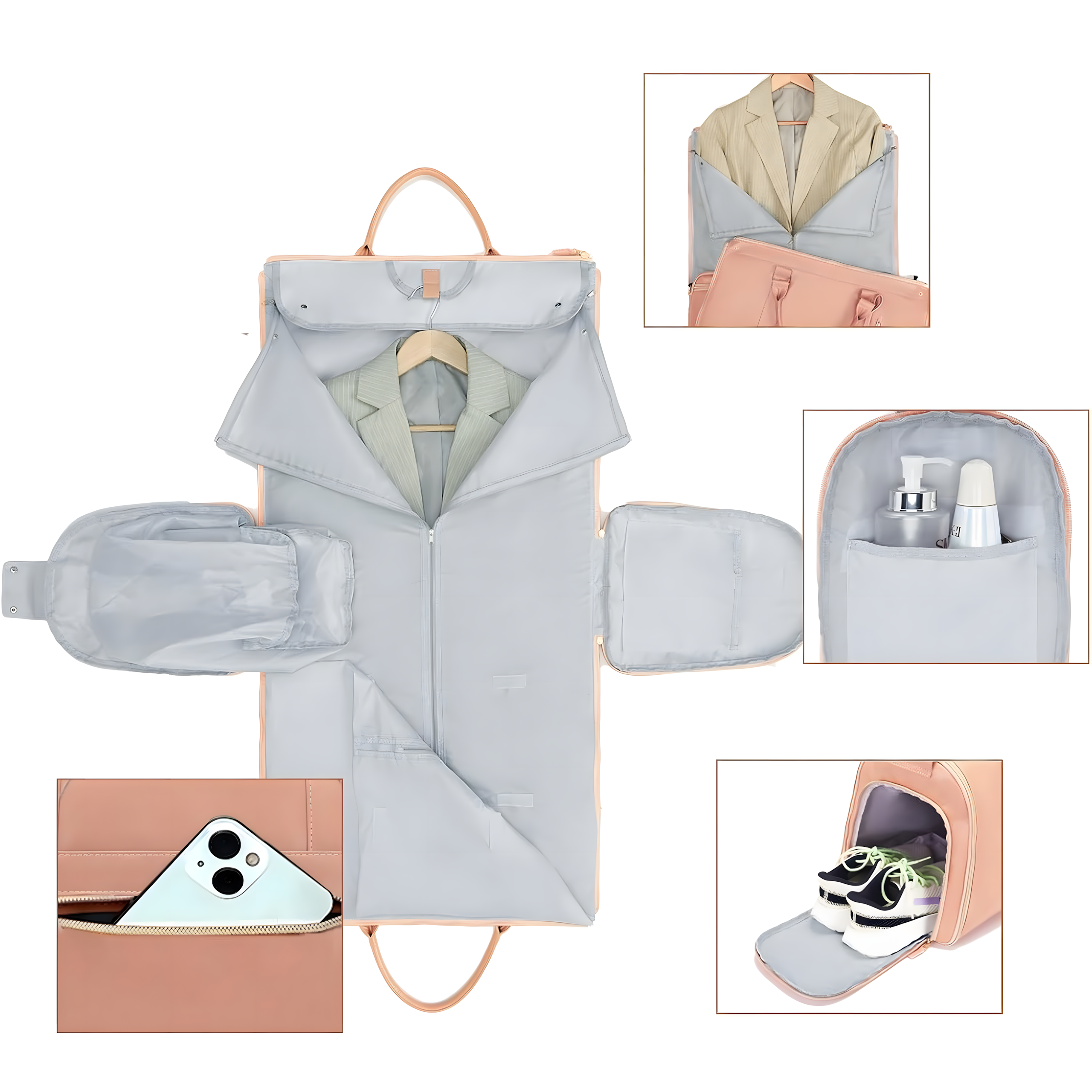 Foldable Elegant Business Travel Bag for Suit Dress 2in1 55L