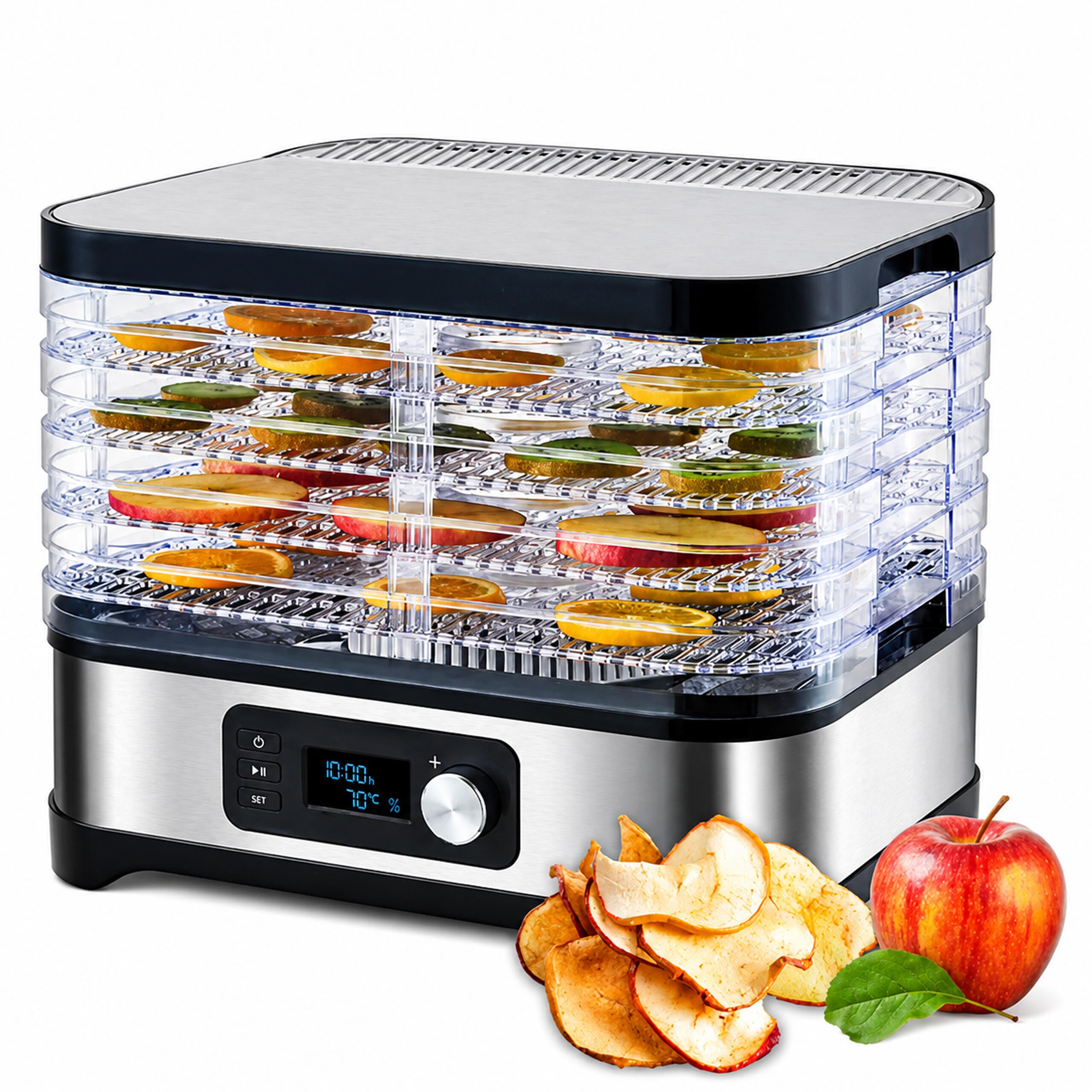 Food Dehydrator for Mushrooms, Vegetables, and Fruits with Timer and 5 Shelves LCD
