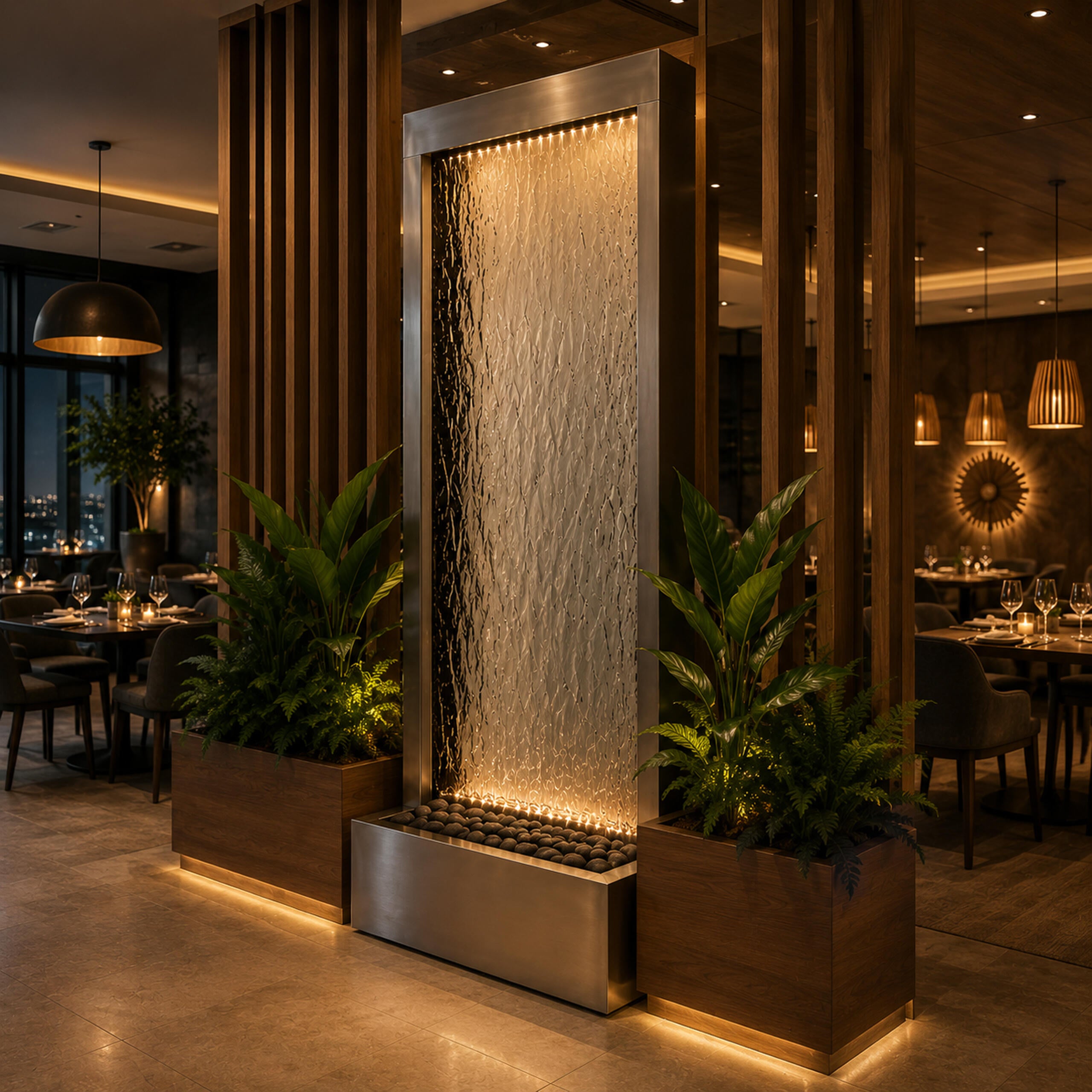 LED Illuminated Glass Garden Waterfall Wall Fountain 150x45cm