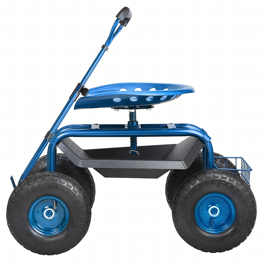 Rotating Garden Cart 360° Seat Stool on Wheels with Basket 24 pcs