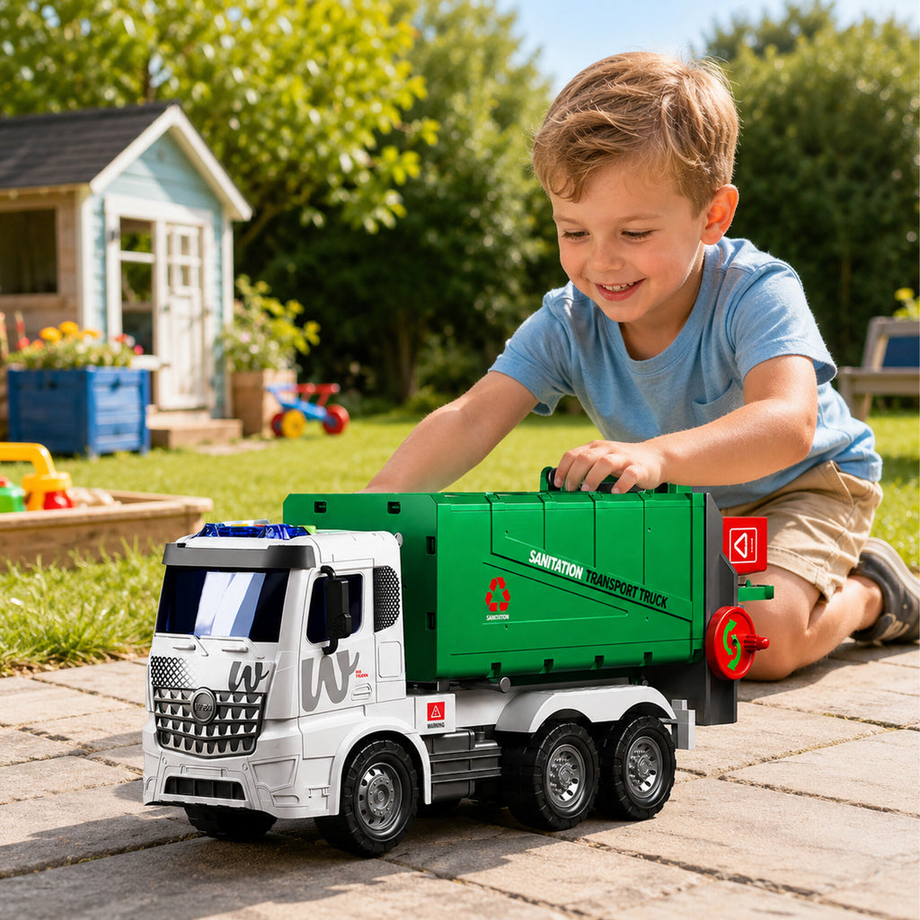 Giant Garbage Truck Toy 1:10 Scale with Lights, Sounds, and Lifting Function