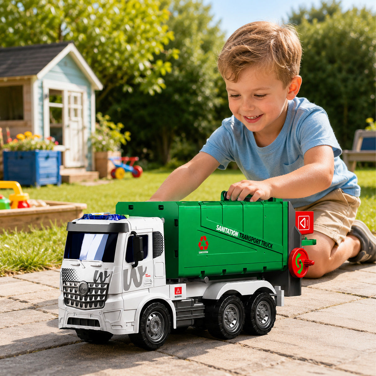 36x Giant Garbage Truck Toy 1:10 Scale with Lights, Sounds, and Lifting Function