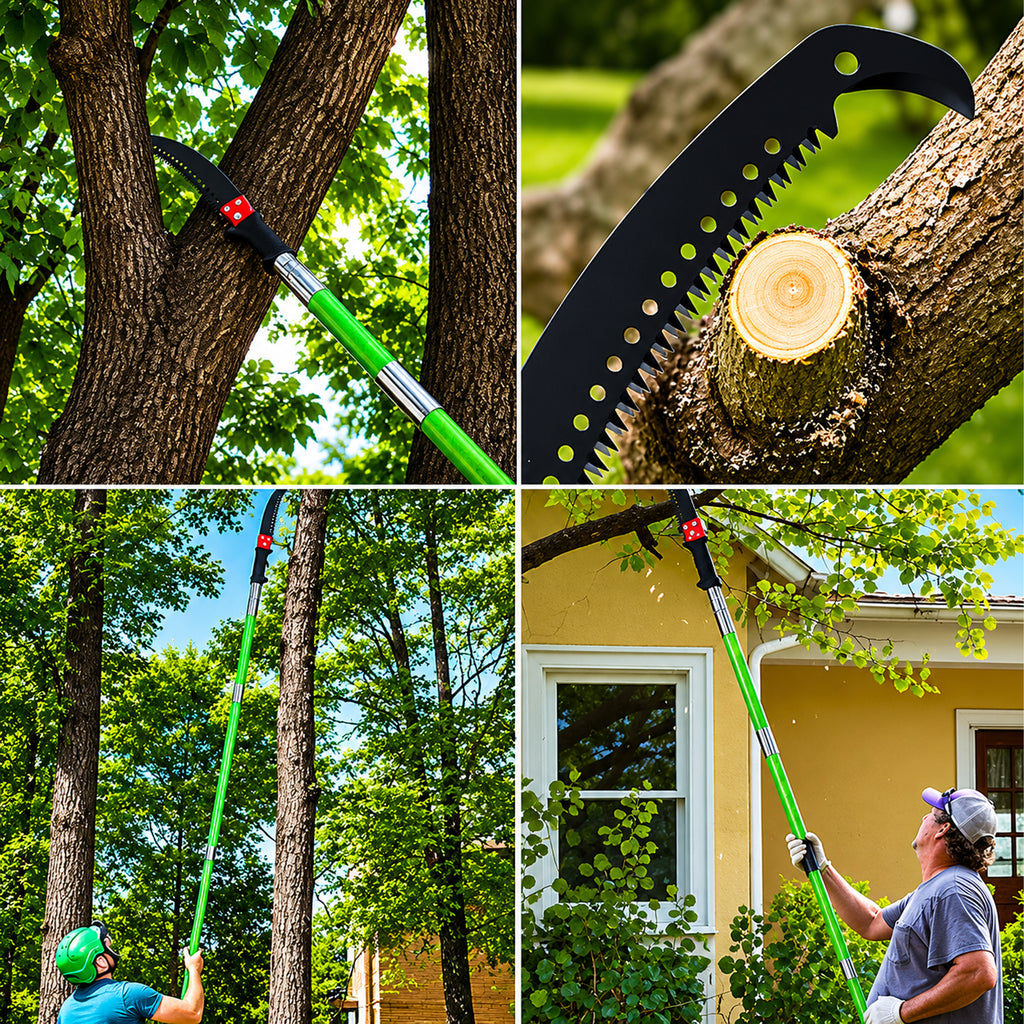 Modular Telescopic Garden Branch Hand Saw with Hook and Two Blades 1-8m