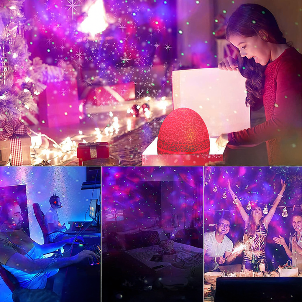 Dinosauruse Muna Täheprojektor koos Galaktika Kõlariga USB LED Öövalgusti