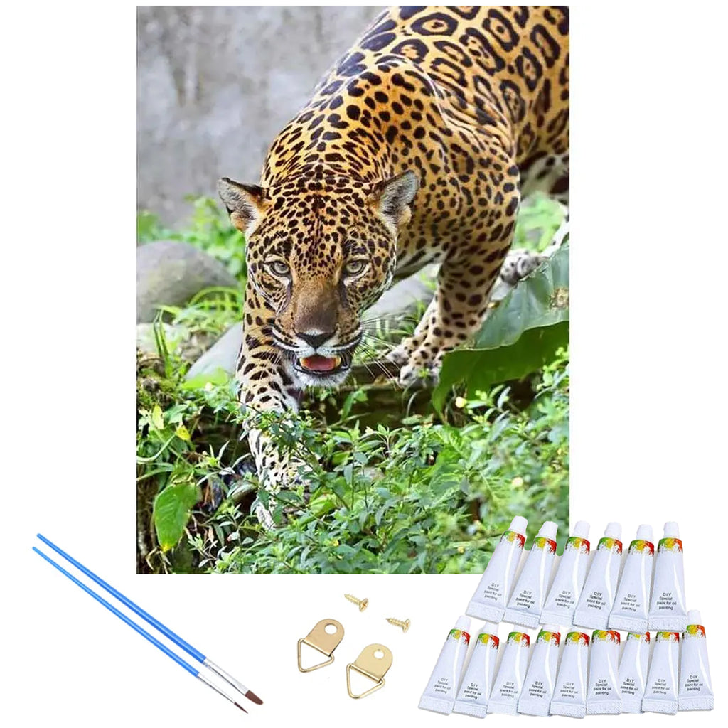 Numbrite järgi maalimise komplekt raamiga 40x50 cm Jaguar disain