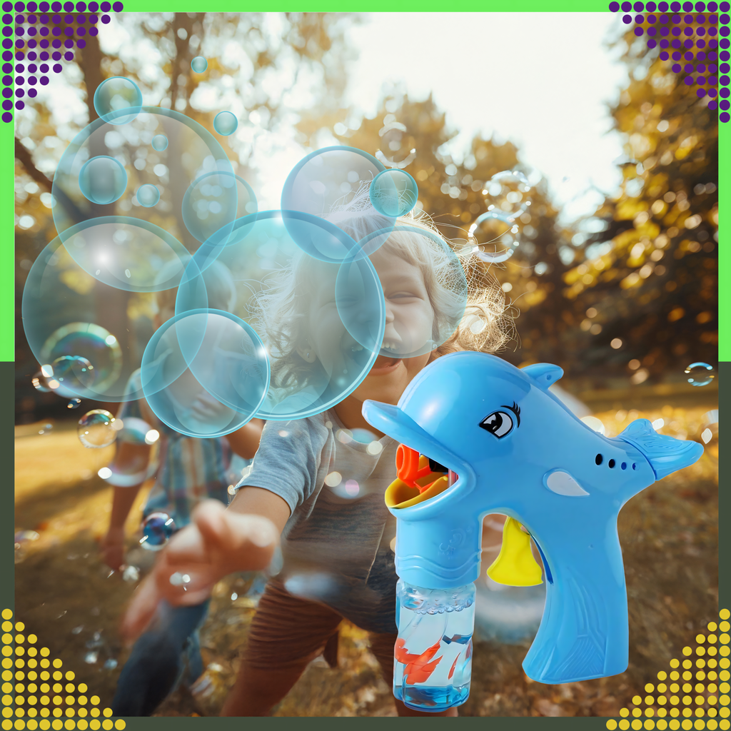 Bubble Gun Soap Bubble Machine Generator Dolphin Liquid