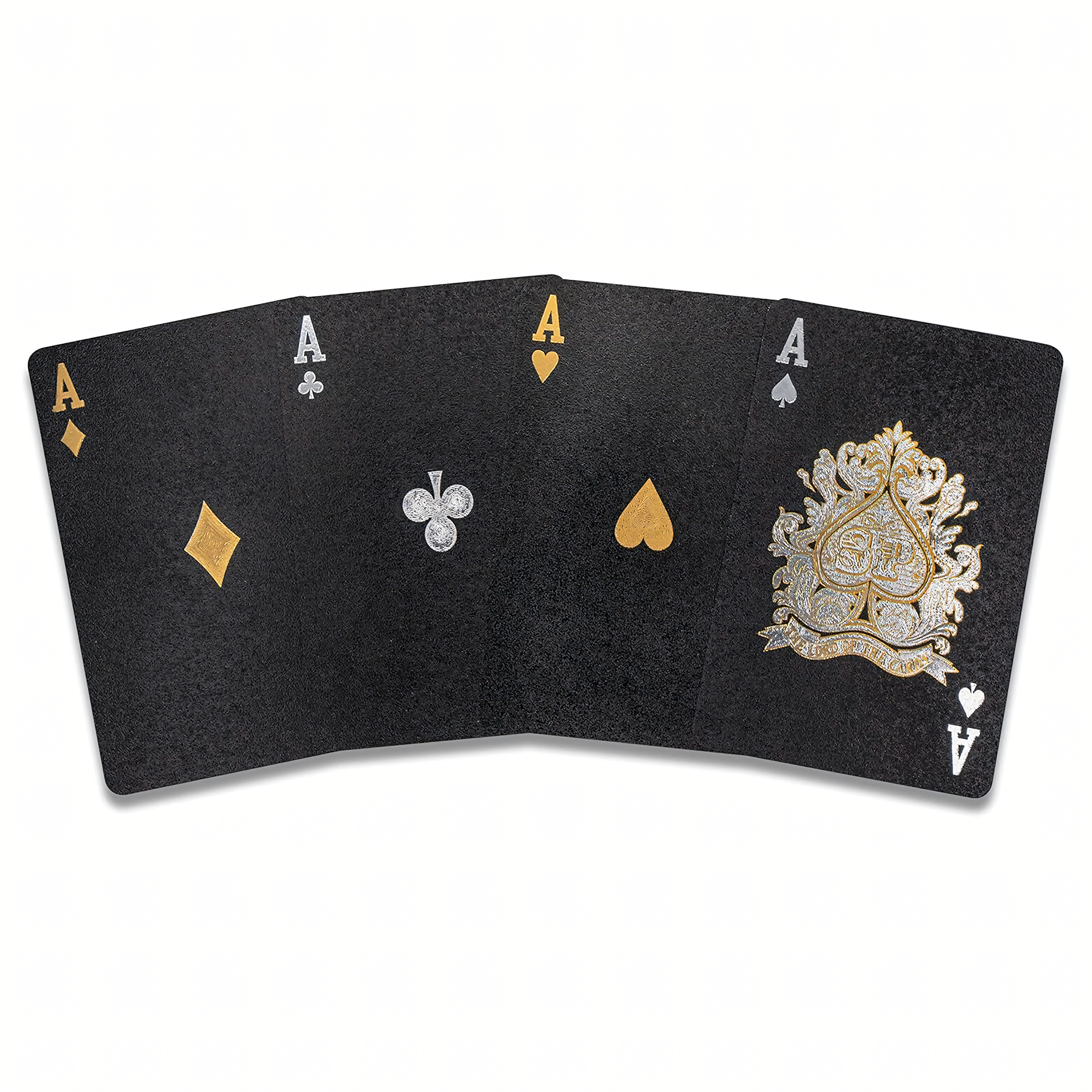 Luxury Black Poker Card Deck with Shiny Gold Designs Waterproof