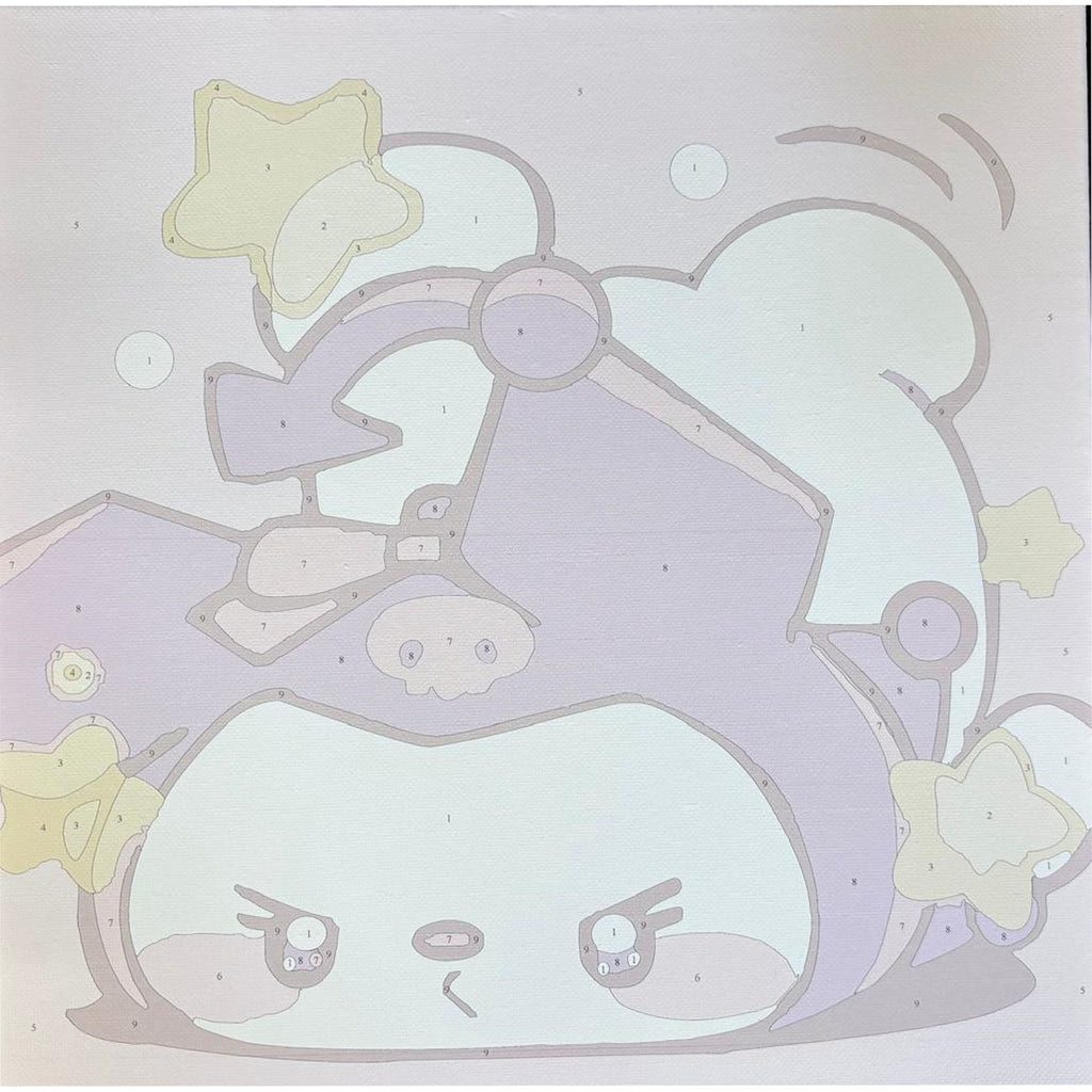 Numbrite järgi värvimise pilt raamiga ja pintslite komplekt 30x30 lastele