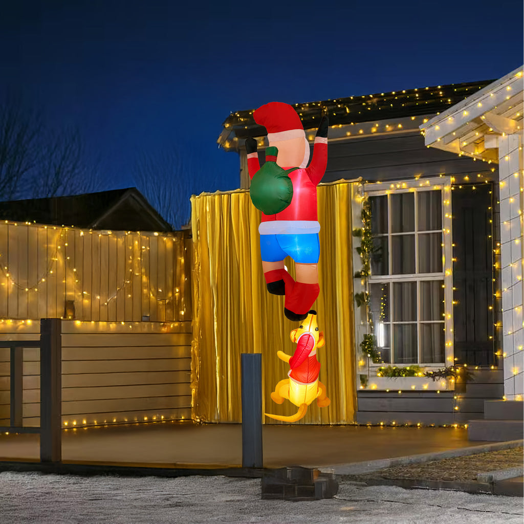 Täispuhutav jõuluvana põhjapõdraga 1.8m jõulukaunistus LED-taustvalgustusega