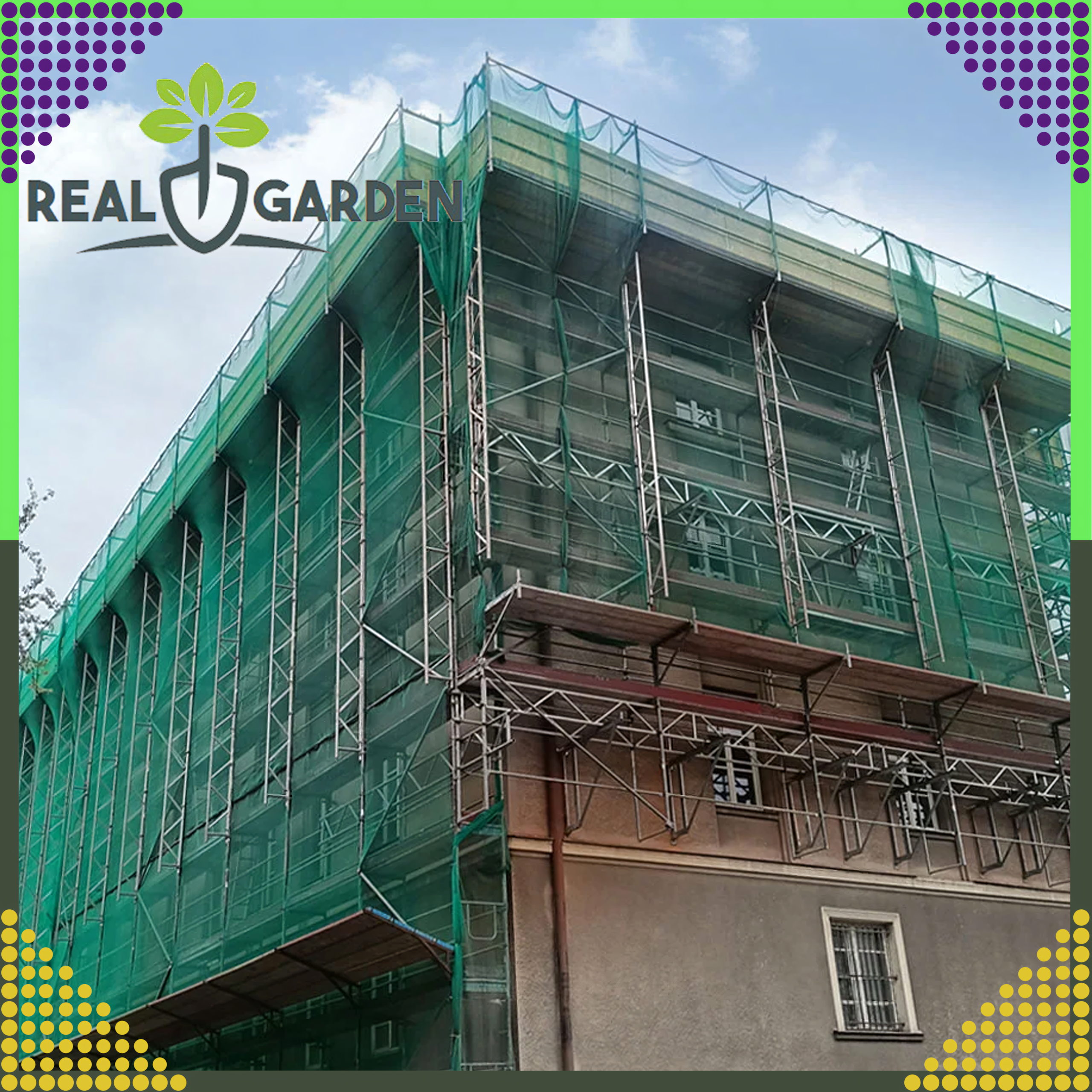 Green Protective Scaffold Netting 2.57x10m 60g