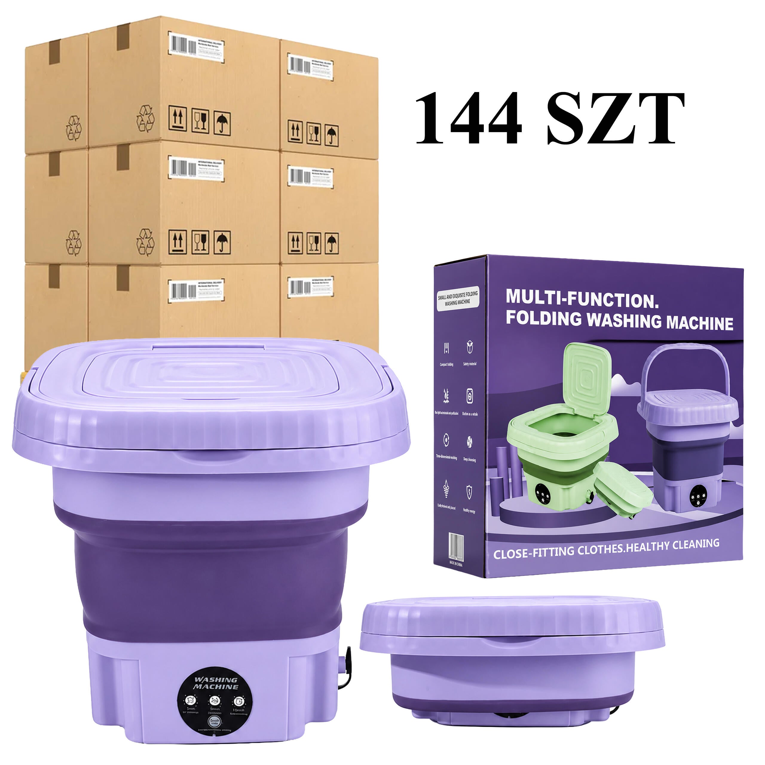 144x Mini Portable Folding Automatic Washing Machine 8L for Travel and Camping