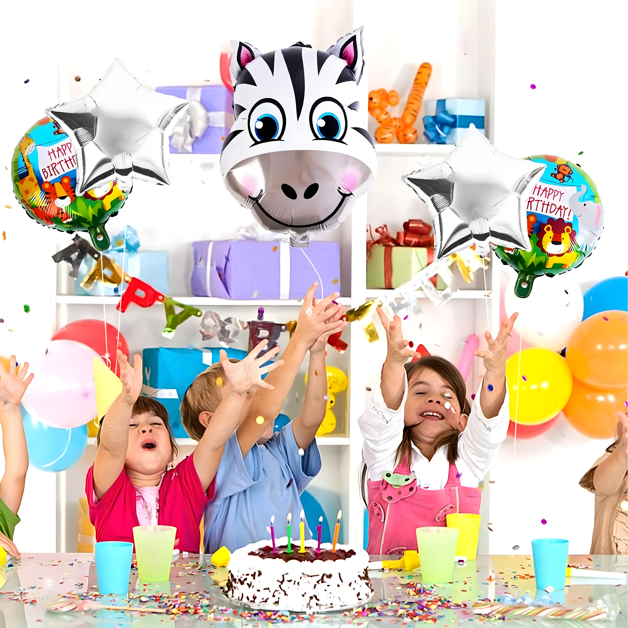 Set of Birthday Balloons Giraffe Animals for Birthday Party 5 pcs