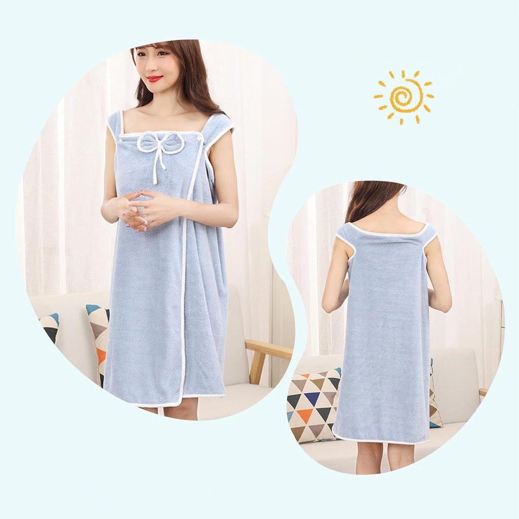 Bath Towel Tunic Sleeveless Robe Pareo Large 135 x 80 cm Blue