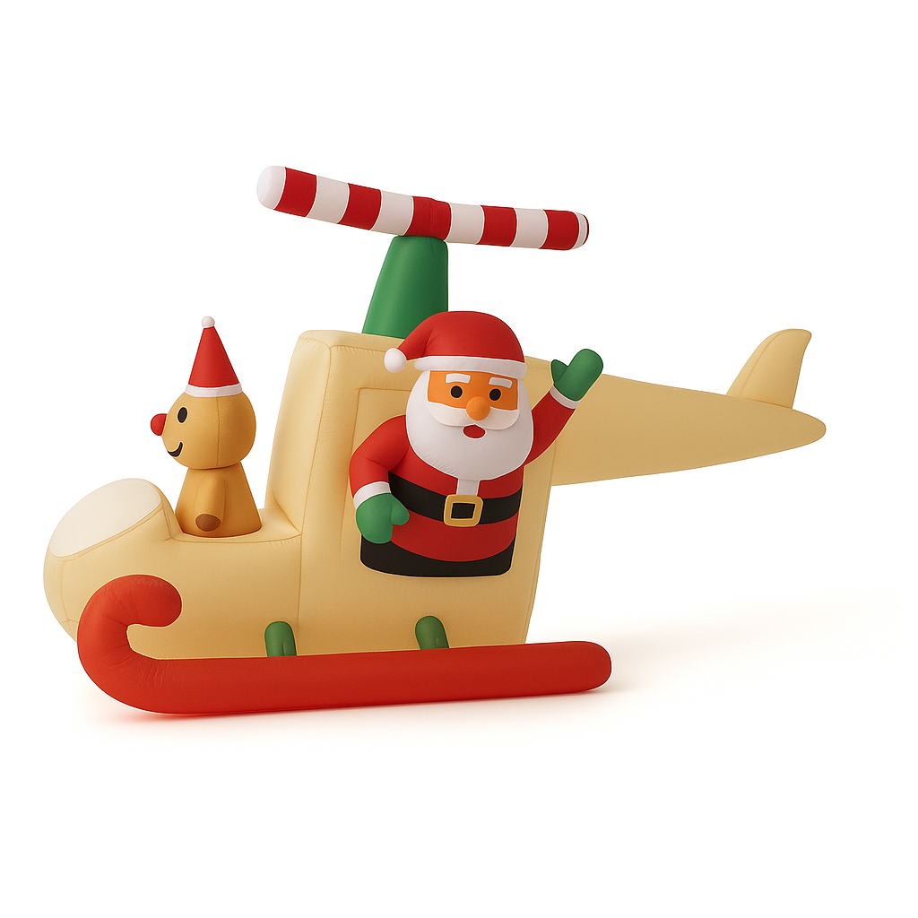 Jõuluvana saanis lendav täispuhutav jõulukaunistus 160cm