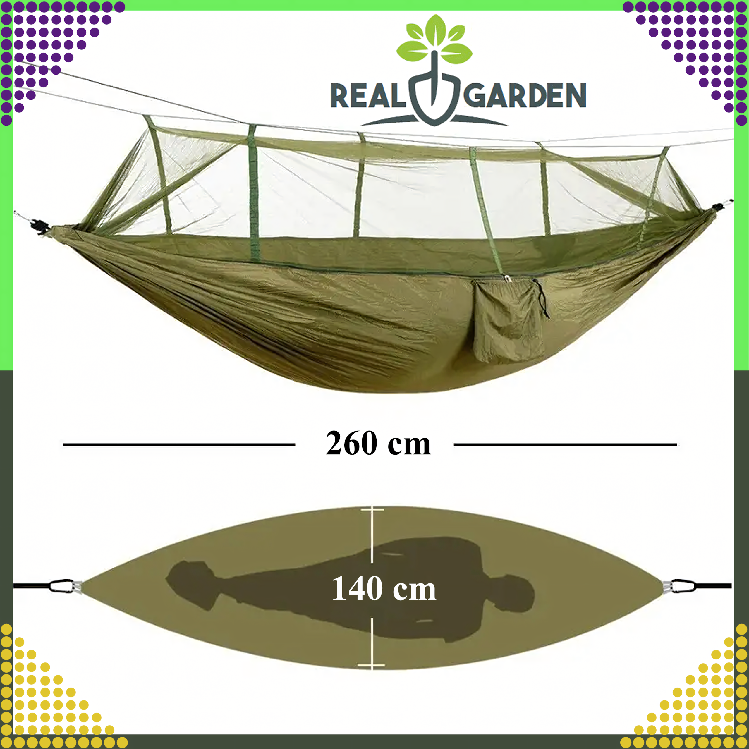 Hammock with Mosquito Net Tourist Survival Picnic Deckchair Large up to 180 kg