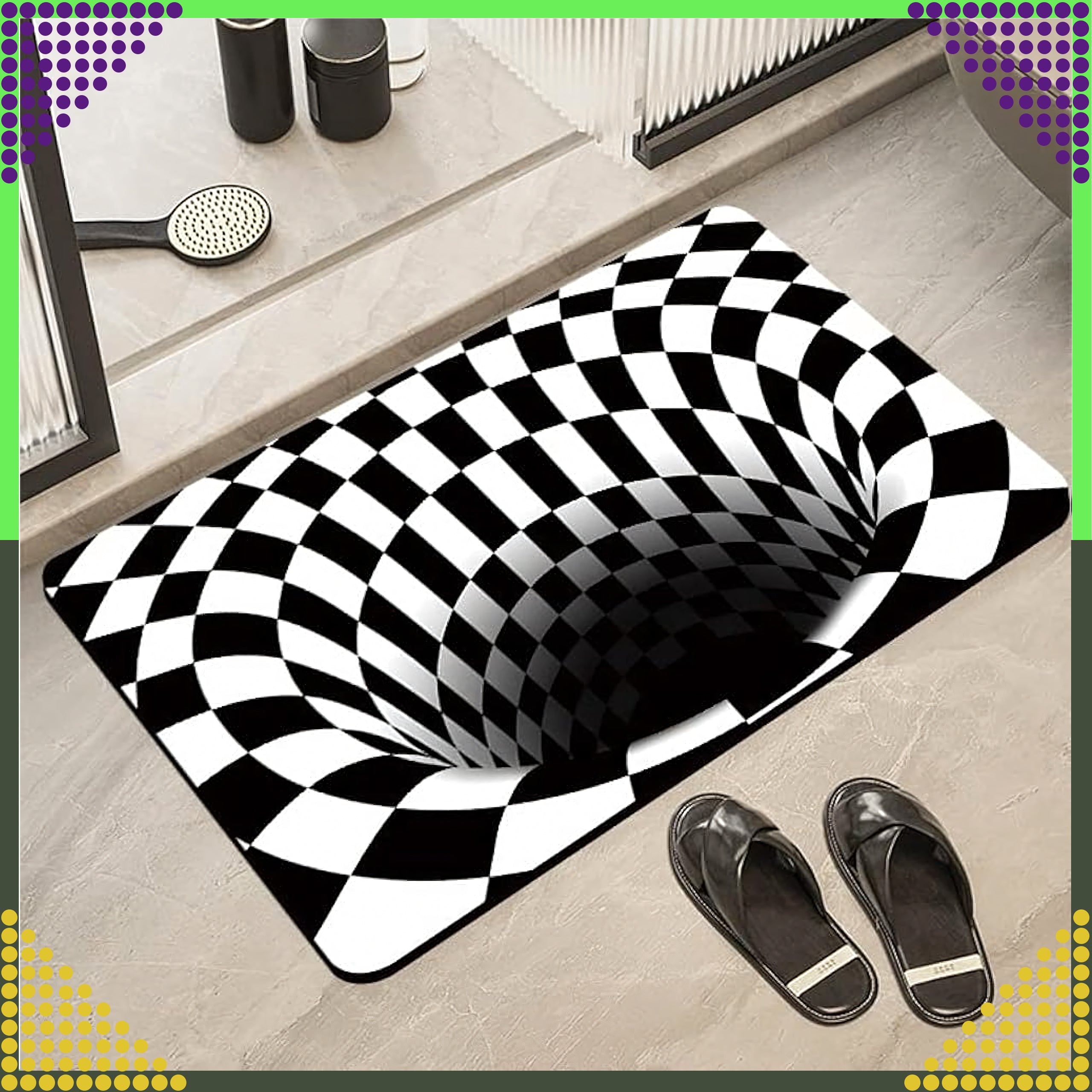 Chodnik Dywanik Mata Wycieraczka z Efektem 3D Iluzja Biała Dziura 60x40cm