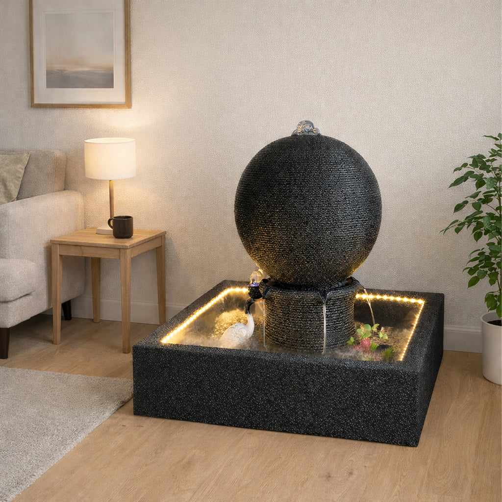 Large Garden Water Fountain with LED Sphere 90x90x98 cm
