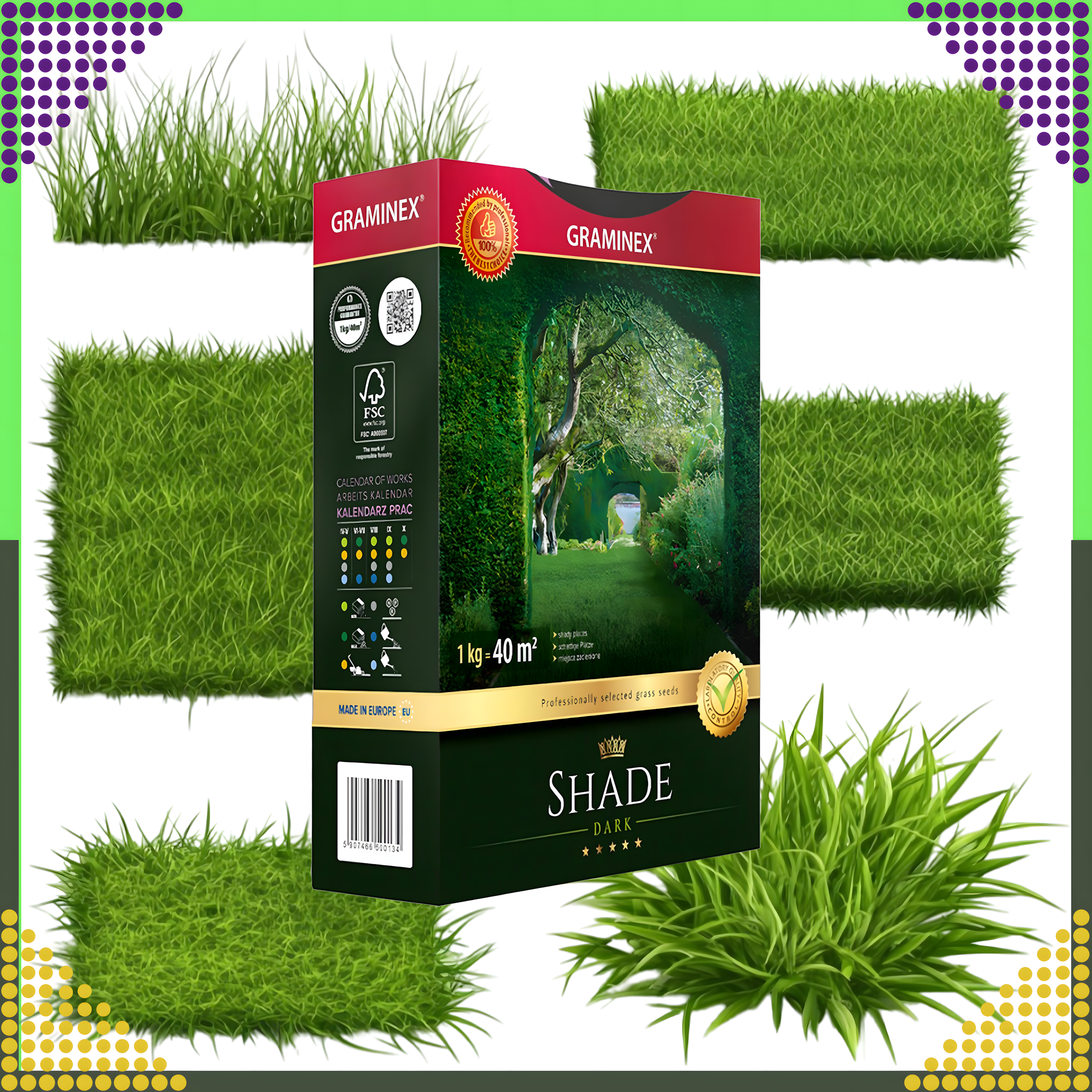 Premium varju muruseemne segu 1kg 40m² varjulistele aladele