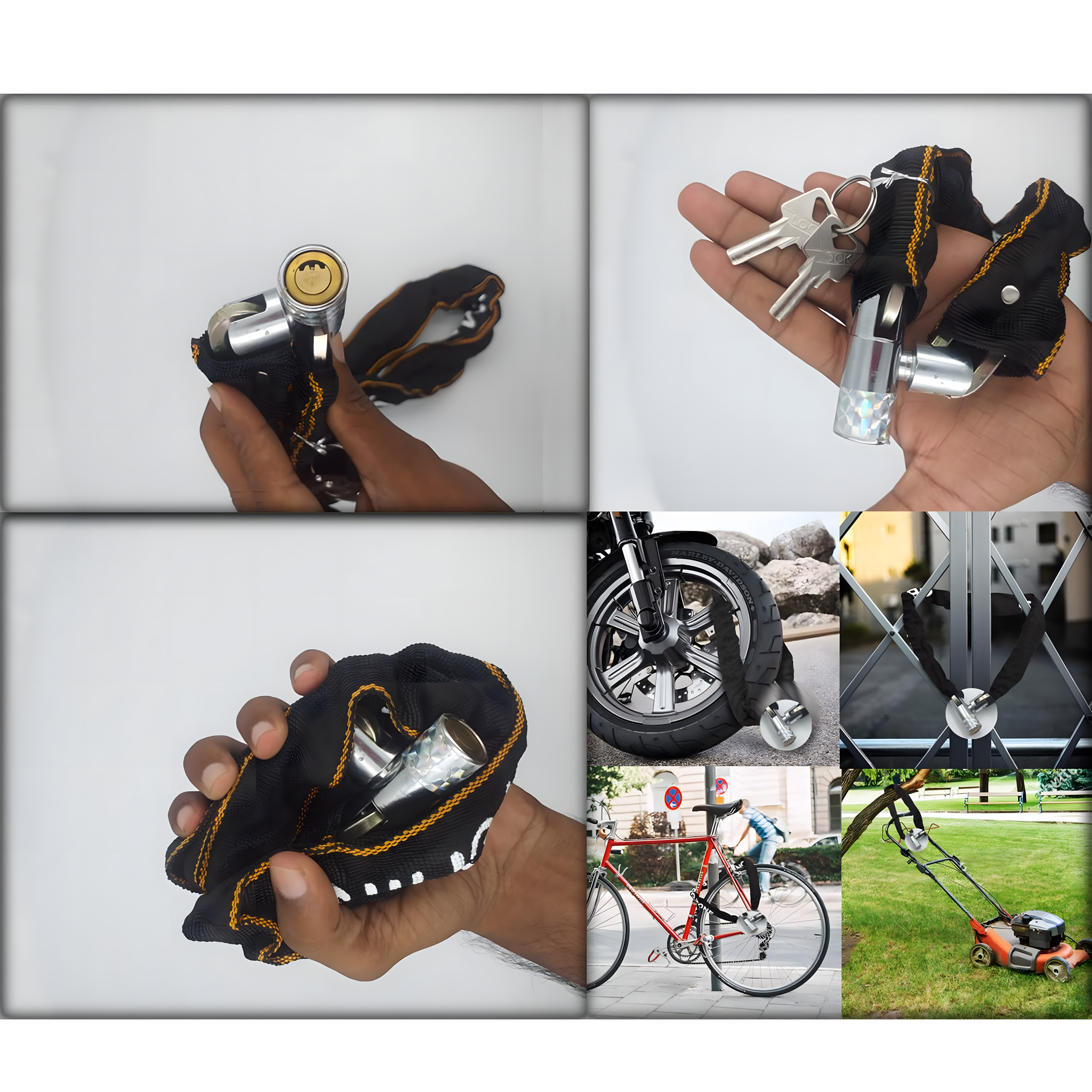 Lukustusklamber jalgratta ja mootorratta turvalisuseks, 2 x võti, tugev, 65 cm