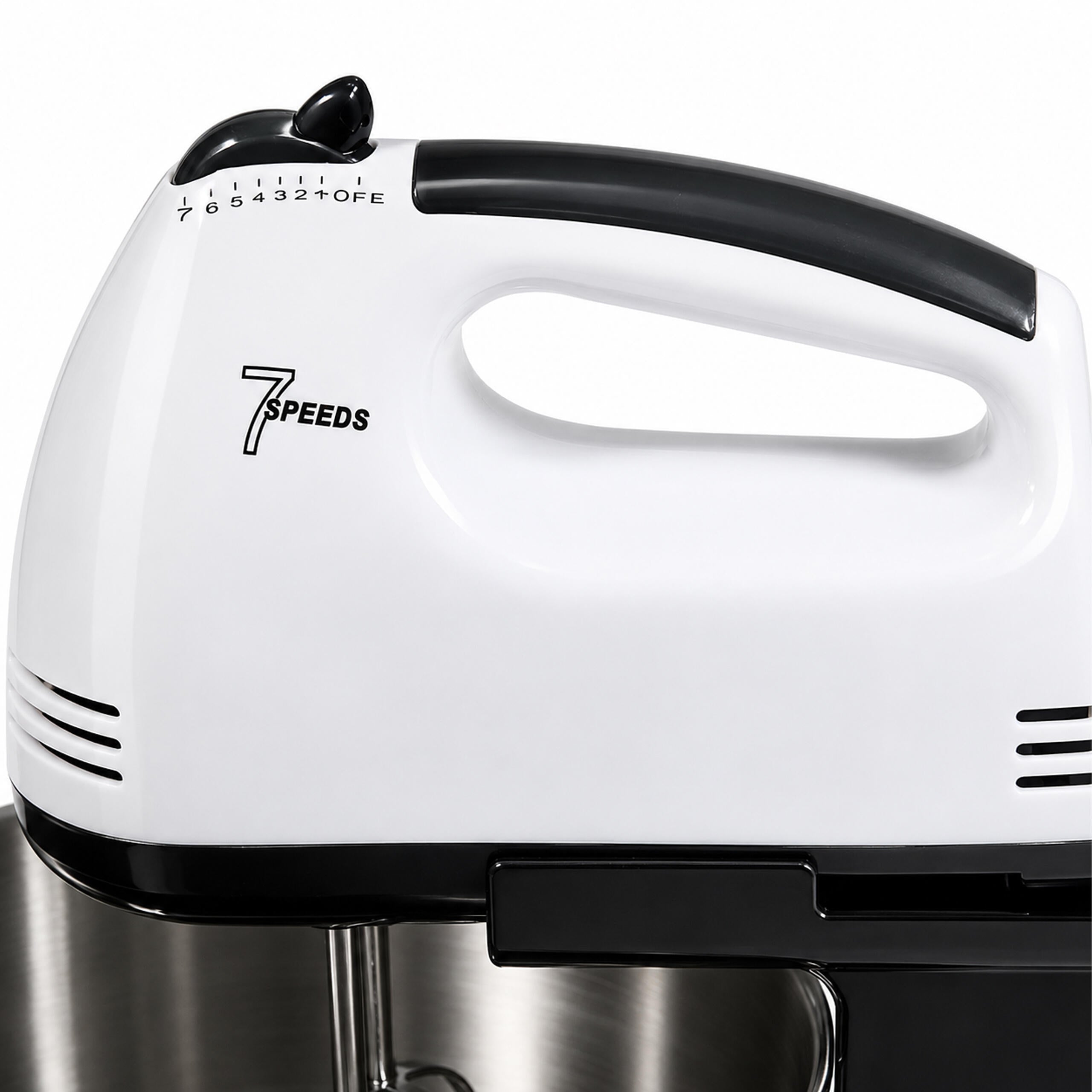 Powerful Hand Mixer with Stainless Steel Bowl 7 Speeds 100W Attachments