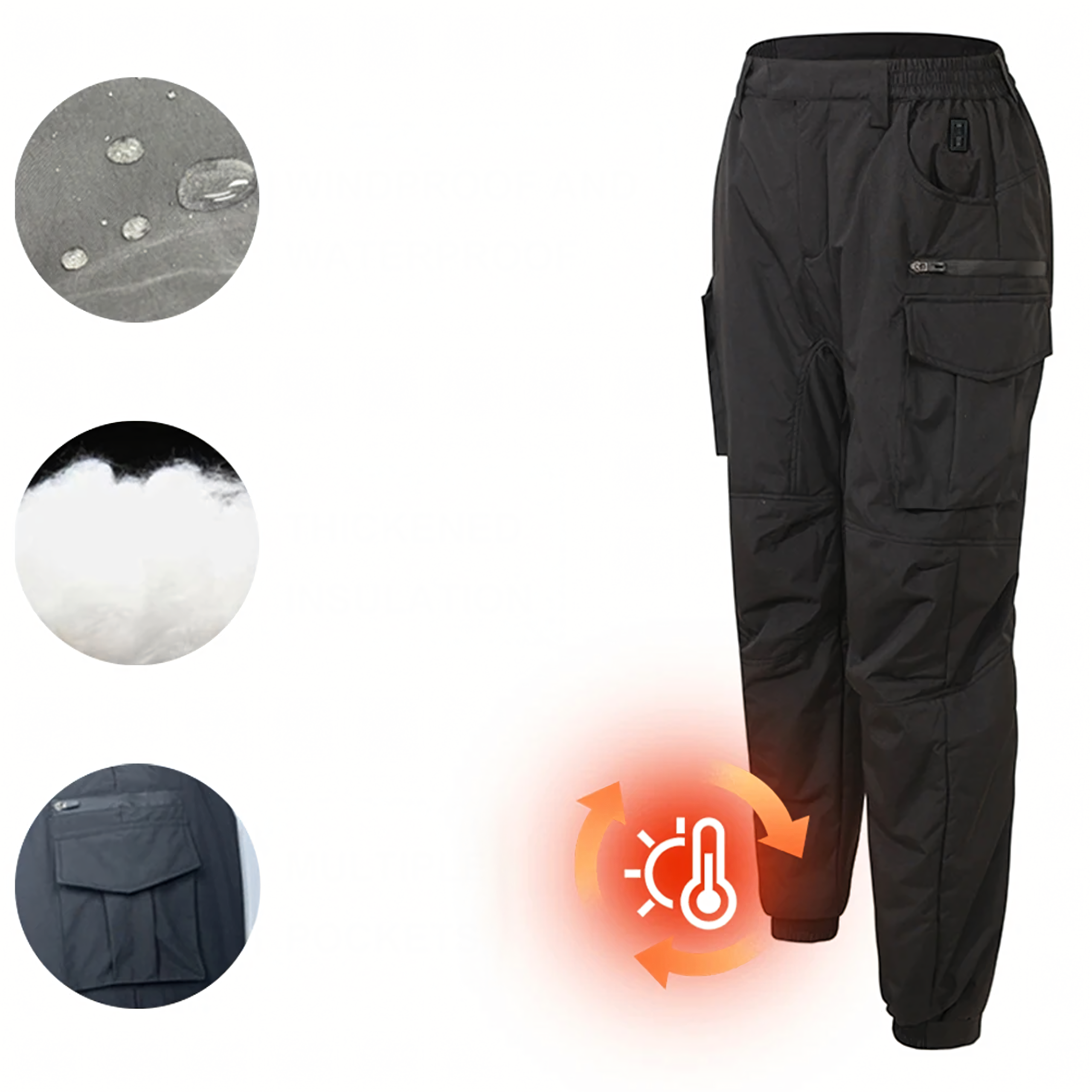 Soojuslikud püksid USB-soojendusega veekindlad cargo-püksid akupangaga talveks