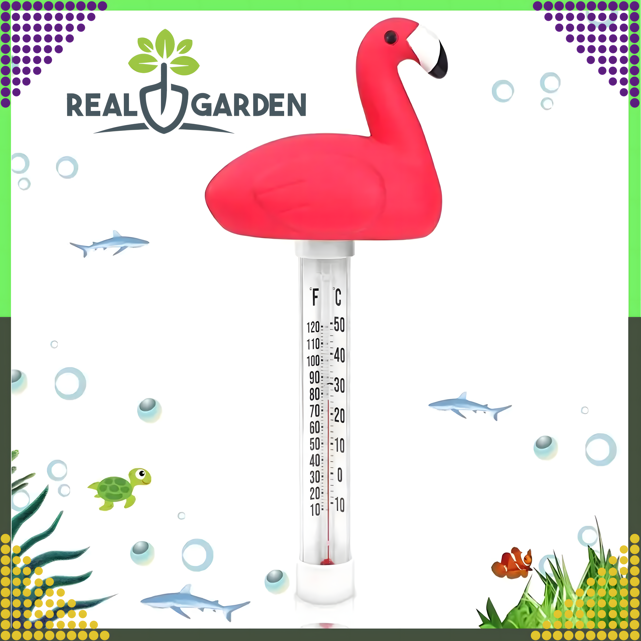 Ujuv basseinitermomeeter spaa ja basseini vee temperatuuri mõõtmiseks, flamingo, nööriga