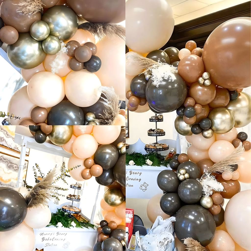 Õhupallikaare komplekt sünnipäevaks ja pulmadeks, kuldne-pruun, 130 tk