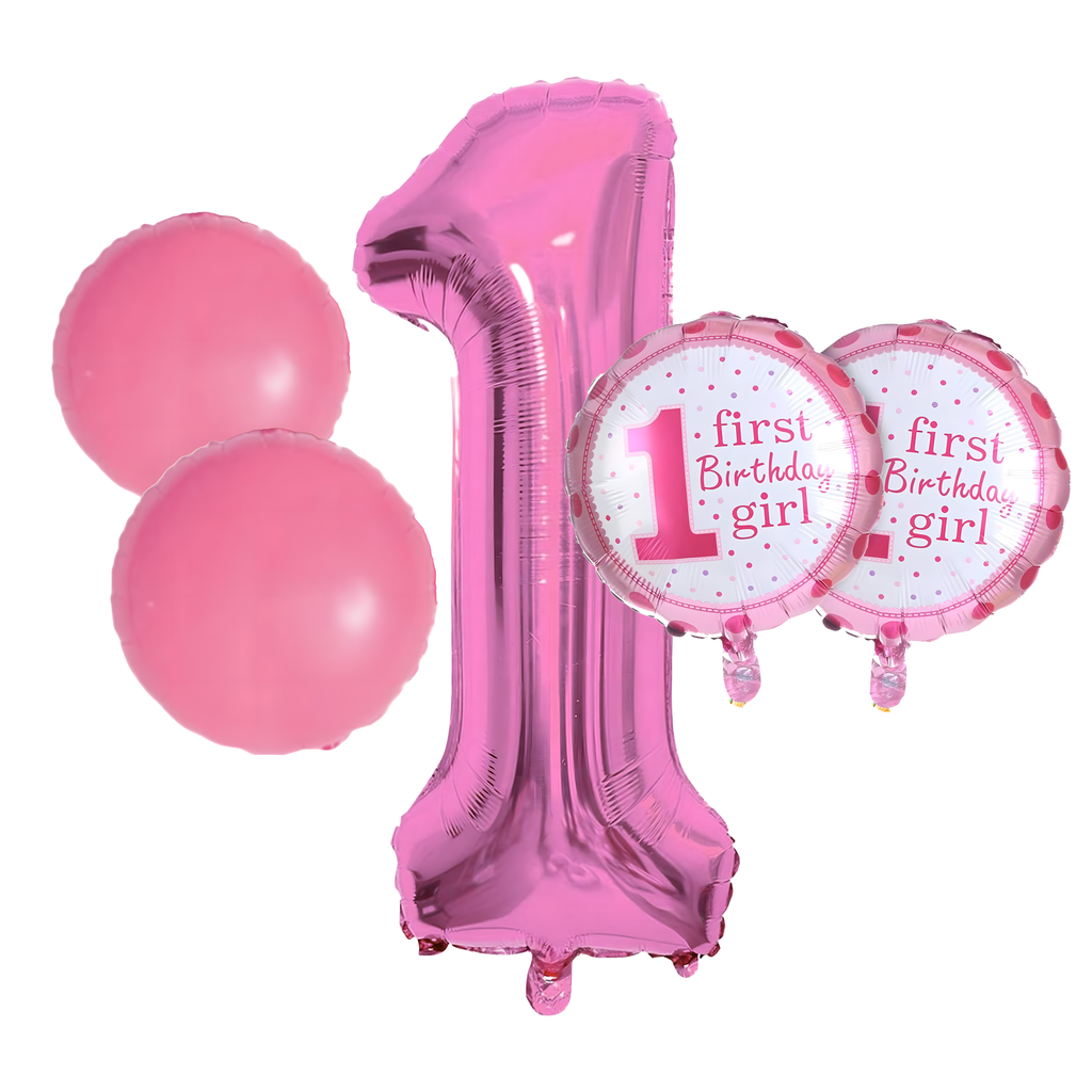 Õhupallid 1. sünnipäevaks üheaastasele tüdrukule, 5-tk tähtede komplekt