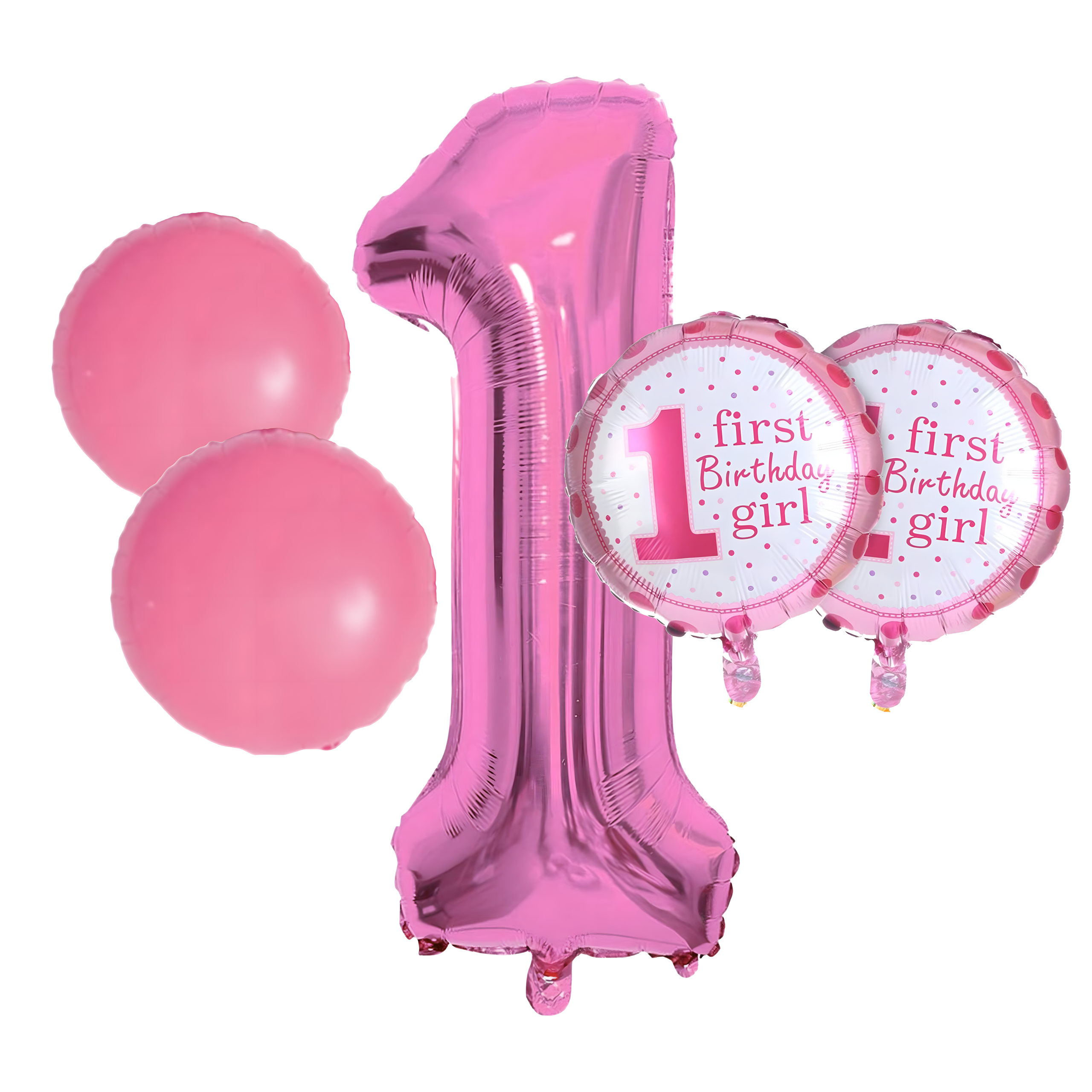 Õhupallid 1. sünnipäevaks üheaastasele tüdrukule, 5-tk tähtede komplekt