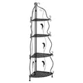 Decorative Foldable Metal Corner Shelf with 4 Shelves Black