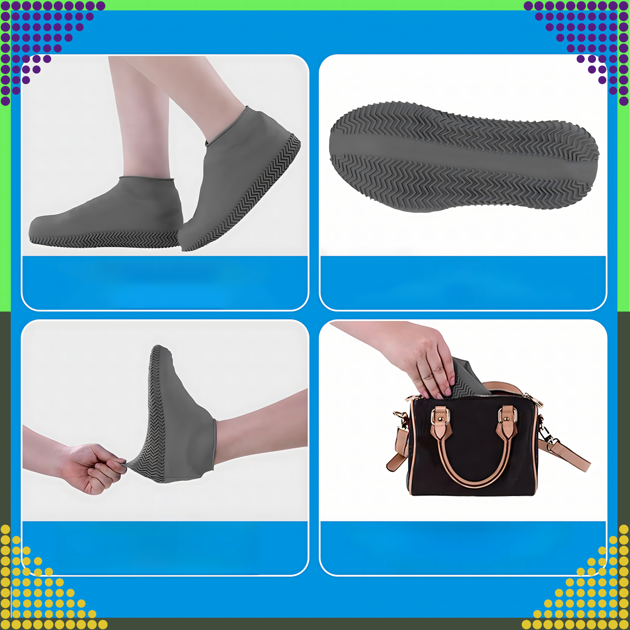 Waterproof Protectors Rain Shoe Covers Anti-Slip Wellington Boots S