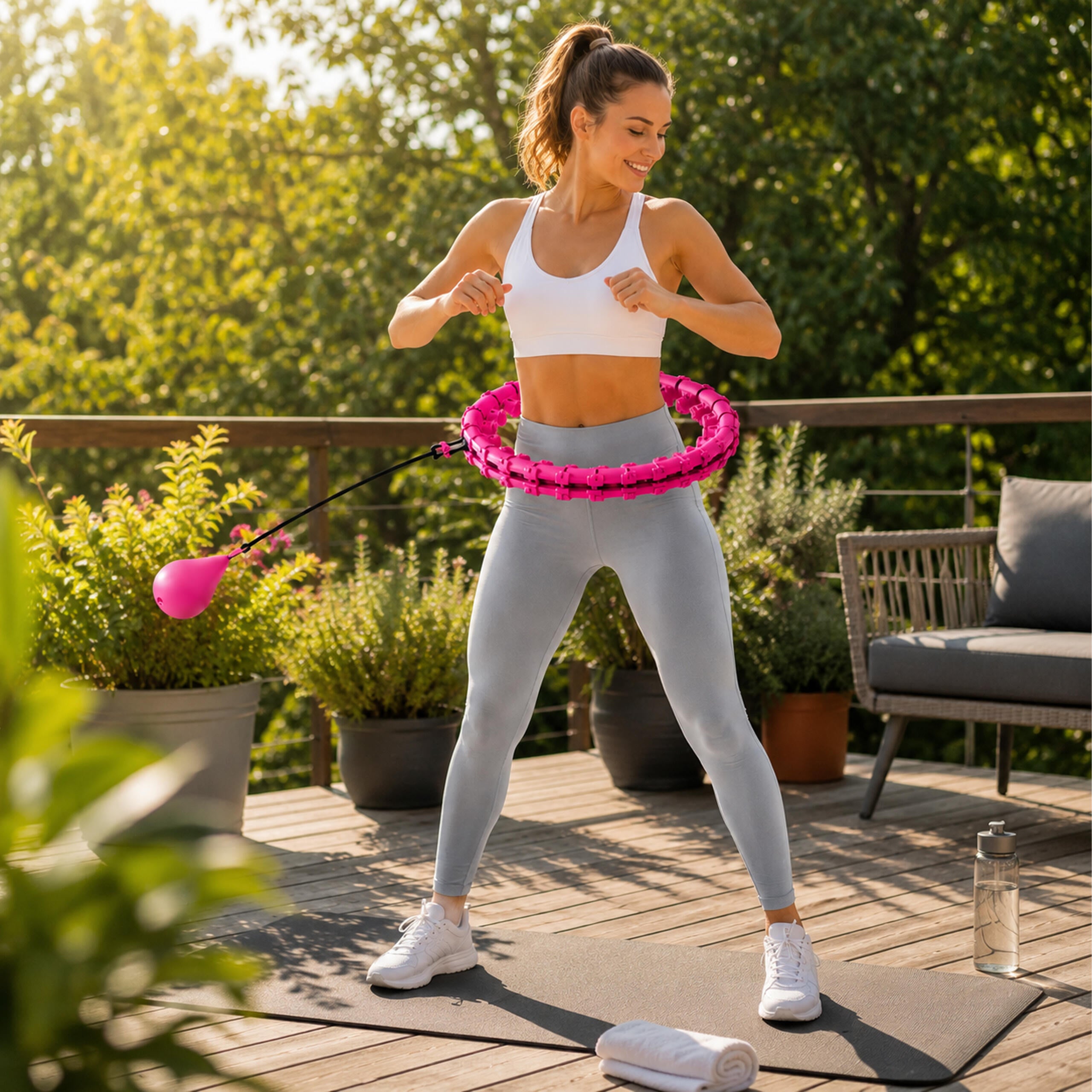 Weighted Hula Hoop with Massage Nodes Foldable Plus Size