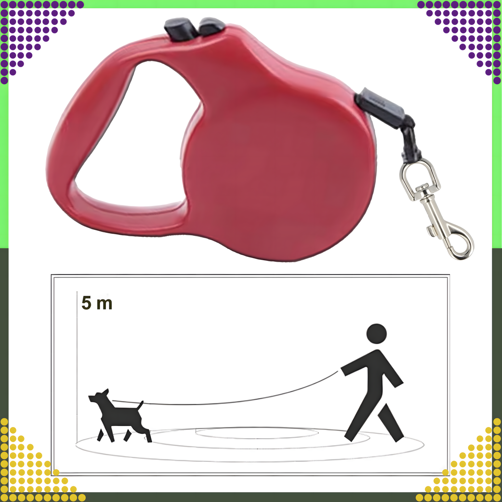 Strong Lightweight Retractable Tape Leash for Dog and Cat with Automatic Lock 5m