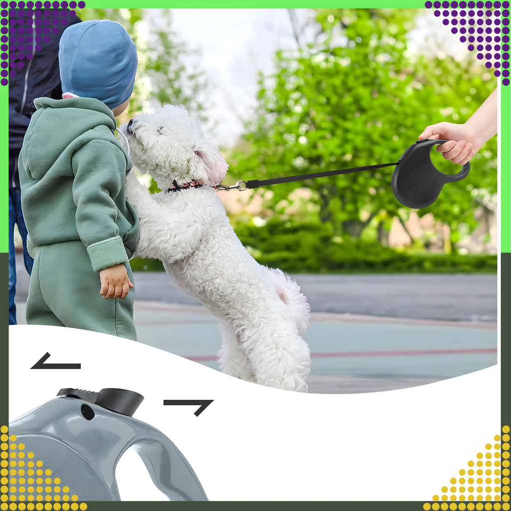 Tugev kerge rihmateip, automaatselt lukustuv, koerale ja kassile, pikkus 5m, tagasikeritav