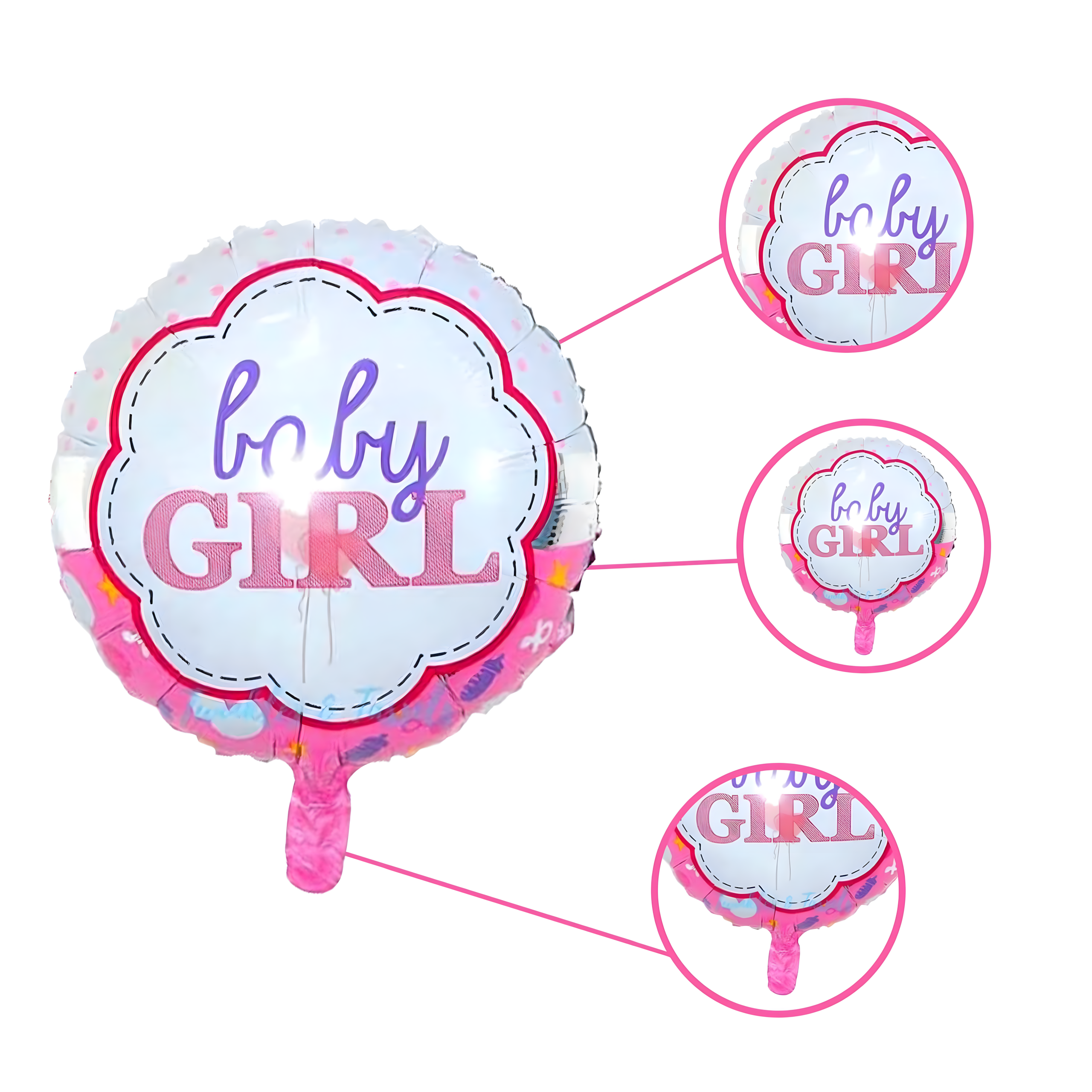 Beebipeo õhupallid Tüdrukule, 5-tk tähekomplekt