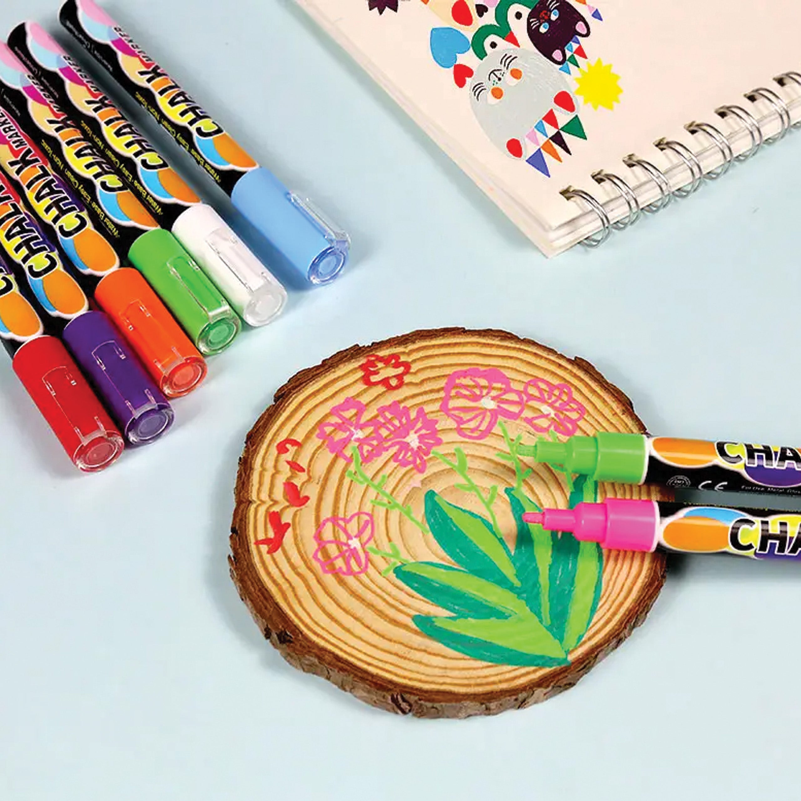 Tahvlite kriidimarkerite komplekt, segavärvid, kuivkustutatavad markerid, 10 tk