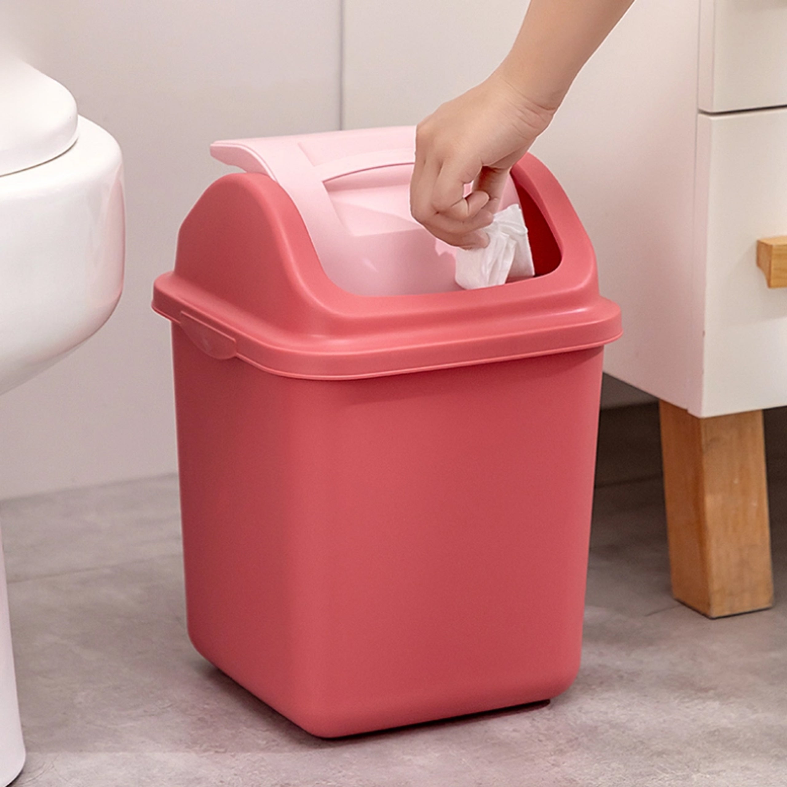 Narrow Plastic Waste Segregation Bin with Flip Lid 10 L