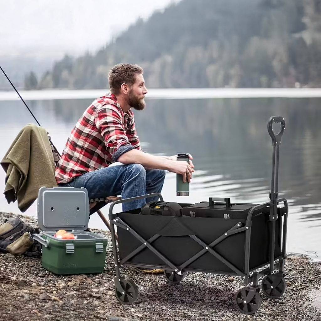 Kokkupandav veokäru puidu, aia, telkimise ja kalastuse jaoks