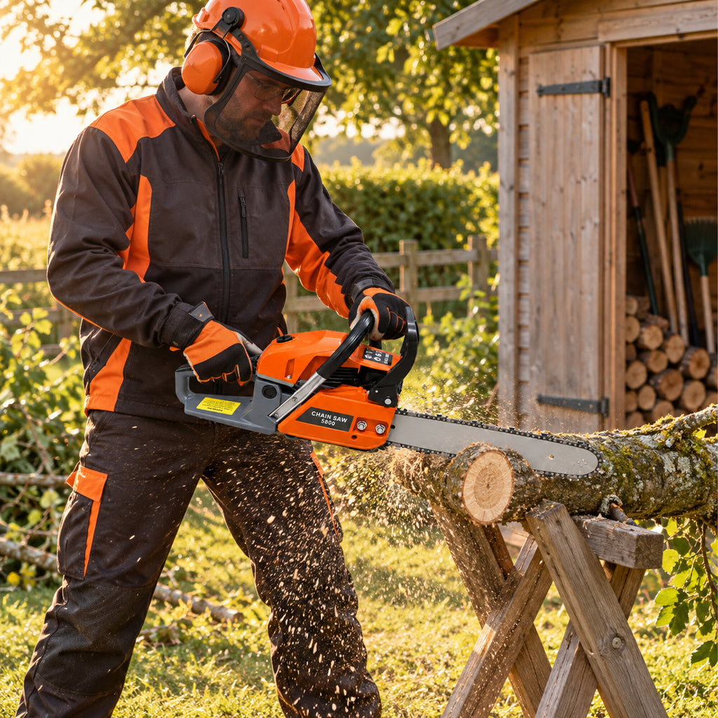 Gasoline Chainsaw Wood Cutting Set 5.8kW 58cm Guide Bar