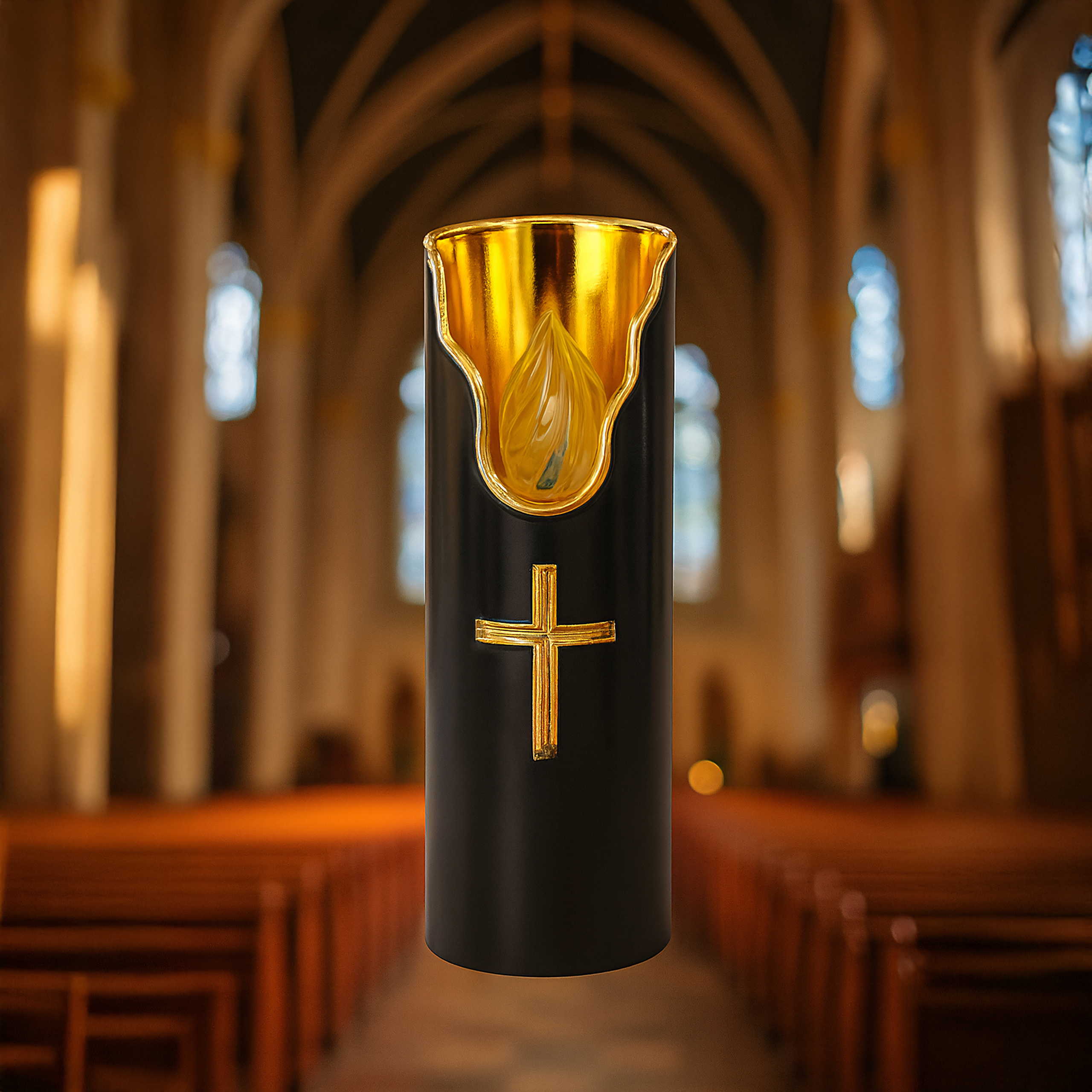 12x patareitoitel LED küünal Black leegi efektiga küünal 15cm küünla sisetükk